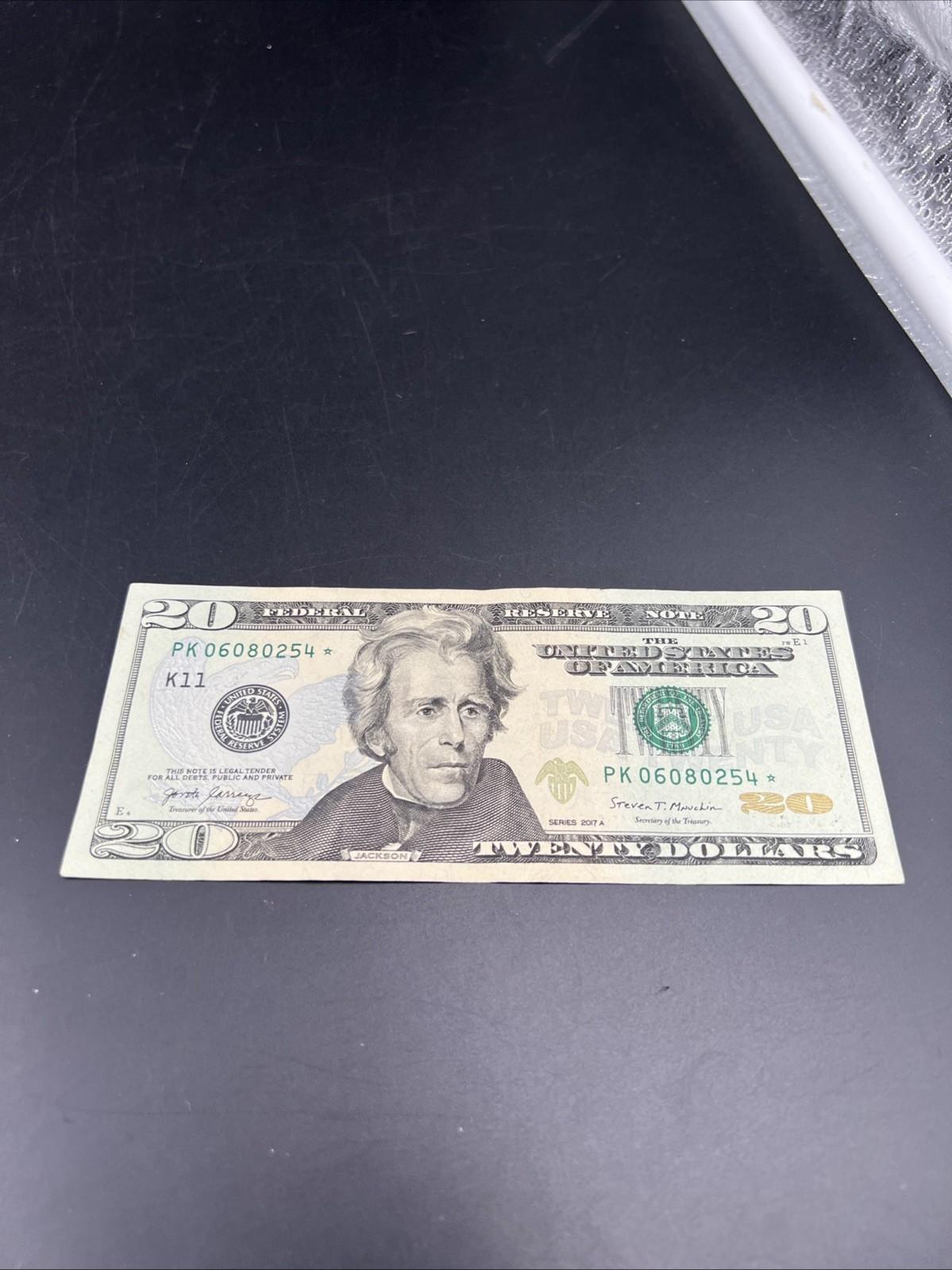 2017 A * Star $20 FRN Federal Reserve Note VF Very Fine Circ #254