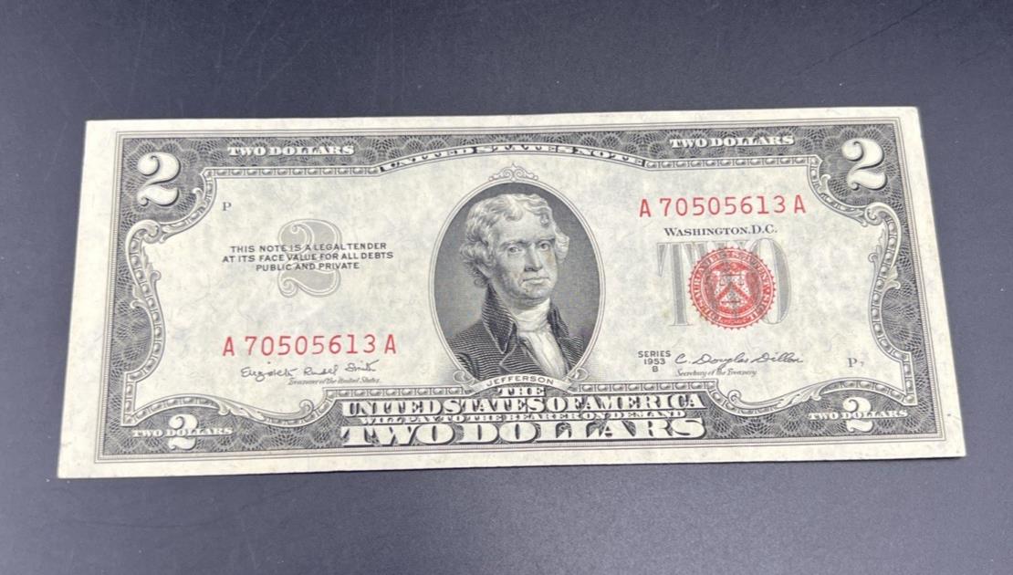 1953 B $2 USN United States Note XF EF Extra Fine Circ #613