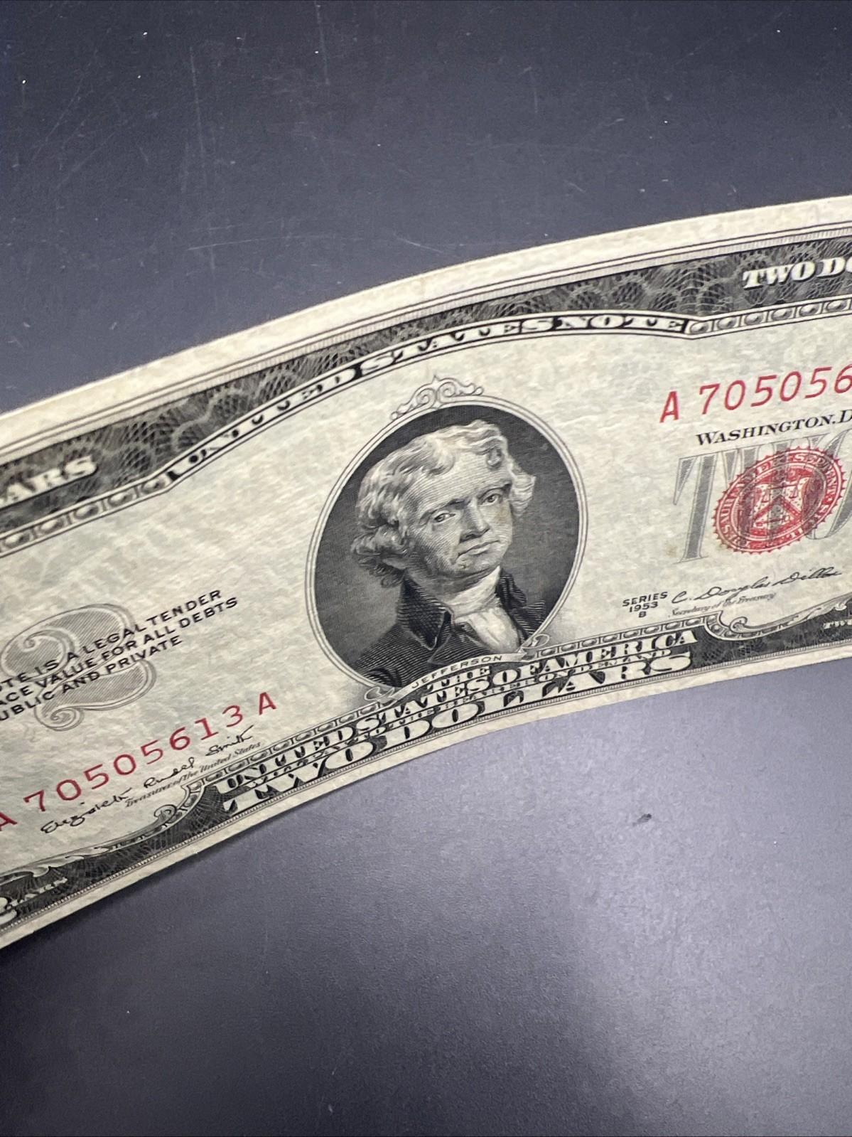 1953 B $2 USN United States Note XF EF Extra Fine Circ #613