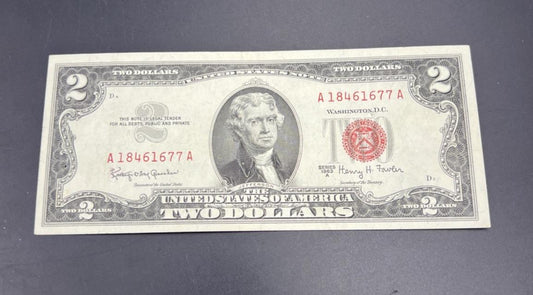 1963 A $2 USN United States Note XF EF Extra Fine Details pinhole #677