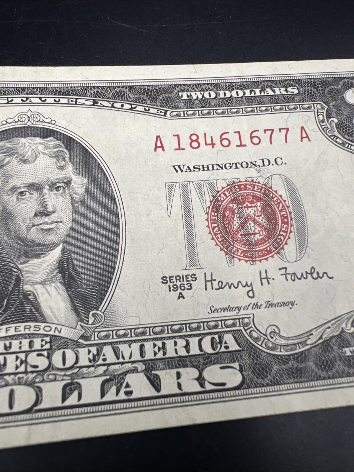 1963 A $2 USN United States Note XF EF Extra Fine Details pinhole #677