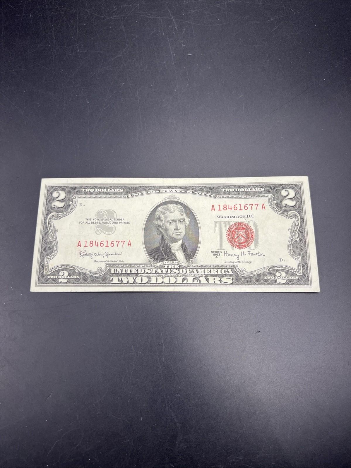 1963 A $2 USN United States Note XF EF Extra Fine Details pinhole #677