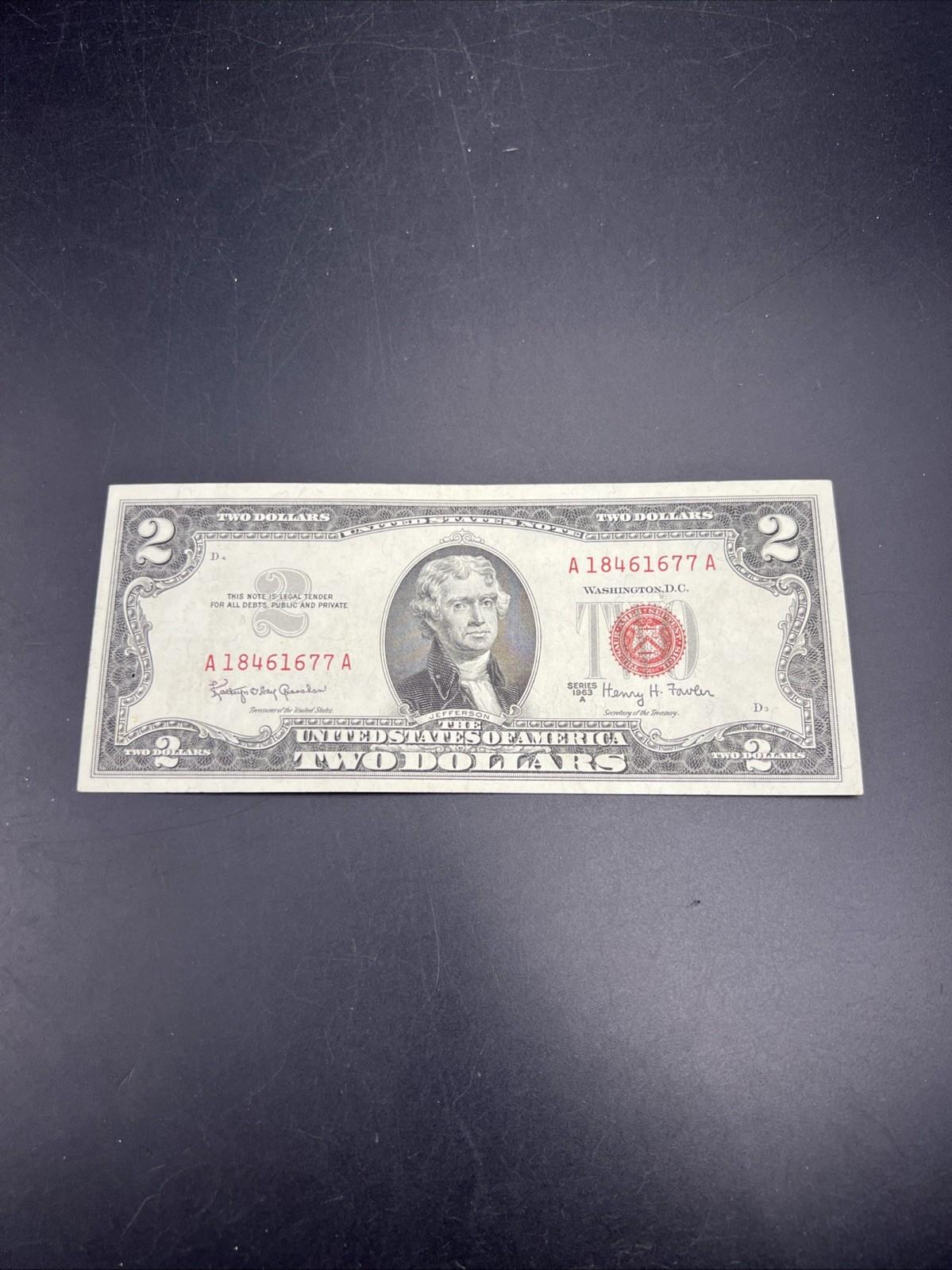 1963 A $2 USN United States Note XF EF Extra Fine Details pinhole #677