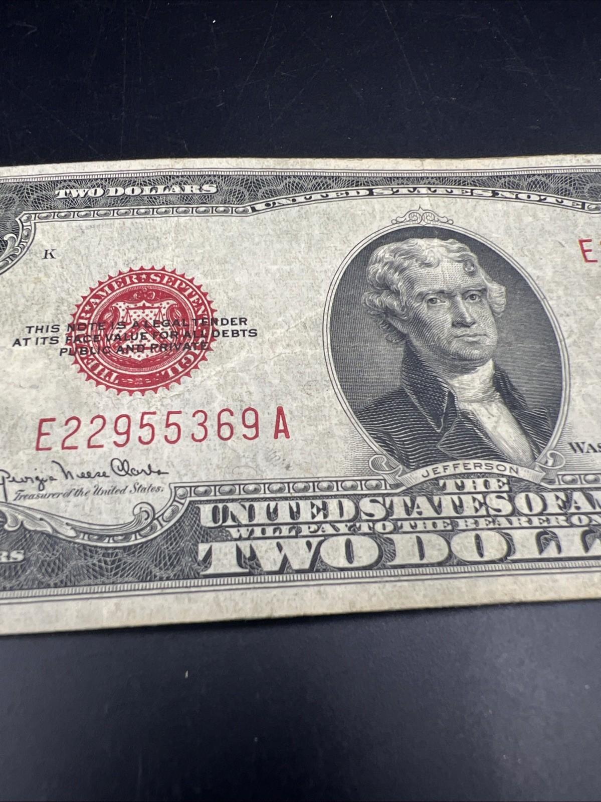 1928 G $2 USN United States Note Red Seal Fine Circ #369