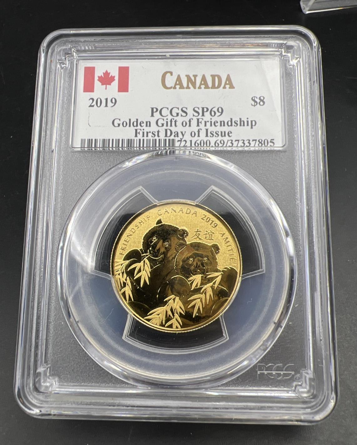 2019 Canada $8 Golden Gift of Friendship Fine Silver Panda Coin PCGS SP69 FDOI