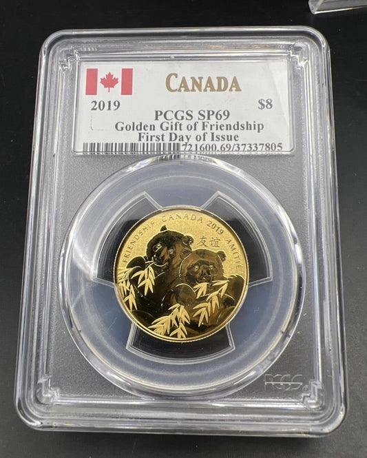 2019 Canada $8 Golden Gift of Friendship Fine Silver Panda Coin PCGS SP69 FDOI