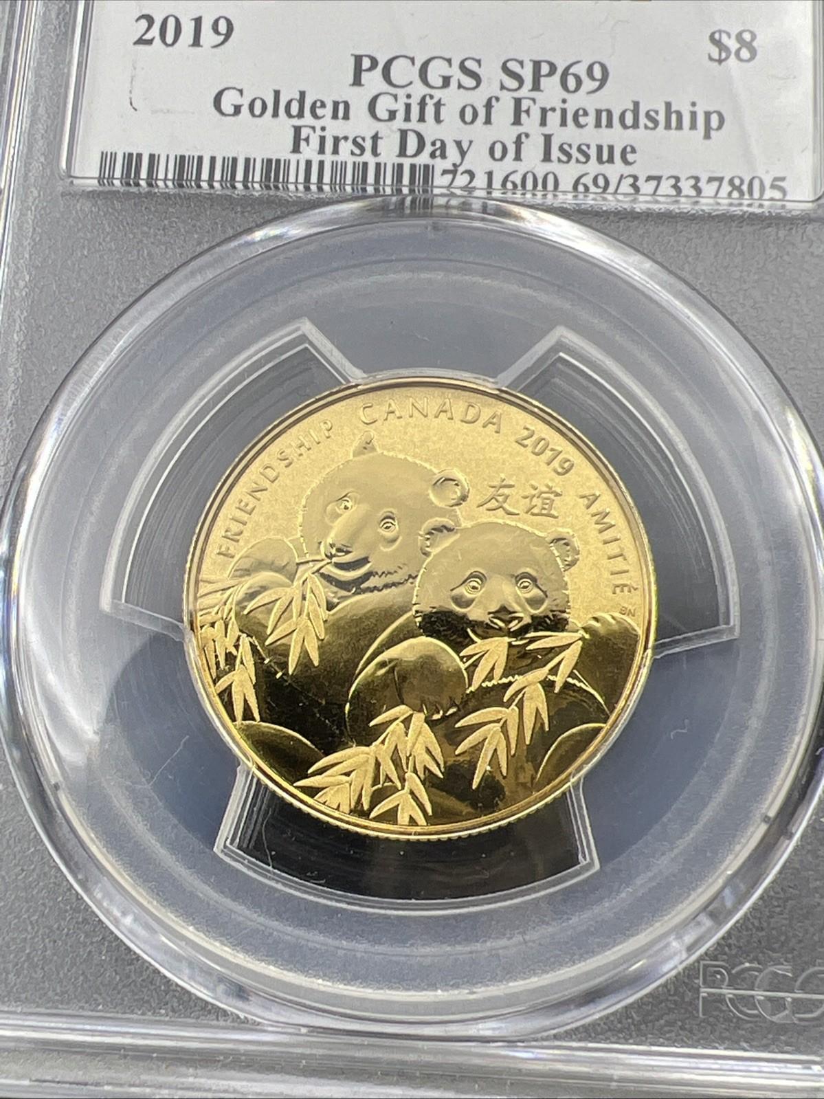 2019 Canada $8 Golden Gift of Friendship Fine Silver Panda Coin PCGS SP69 FDOI