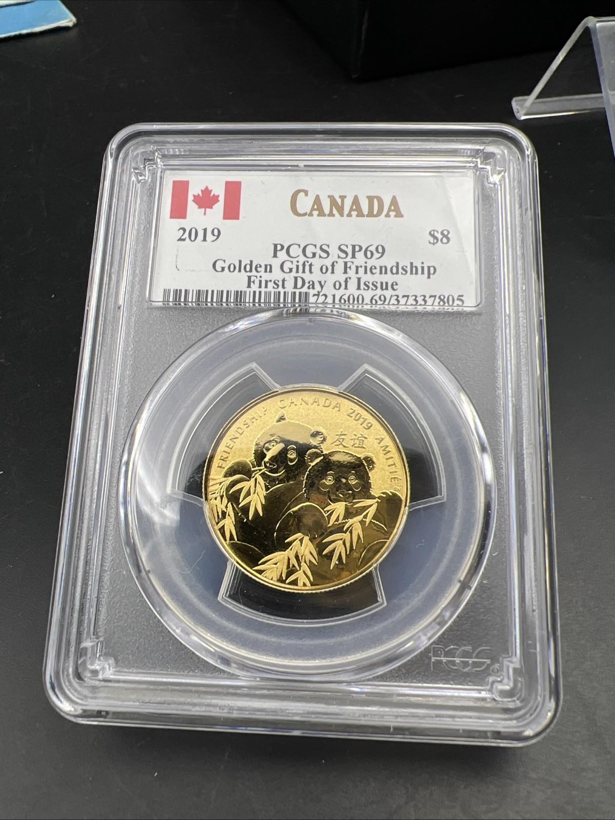 2019 Canada $8 Golden Gift of Friendship Fine Silver Panda Coin PCGS SP69 FDOI