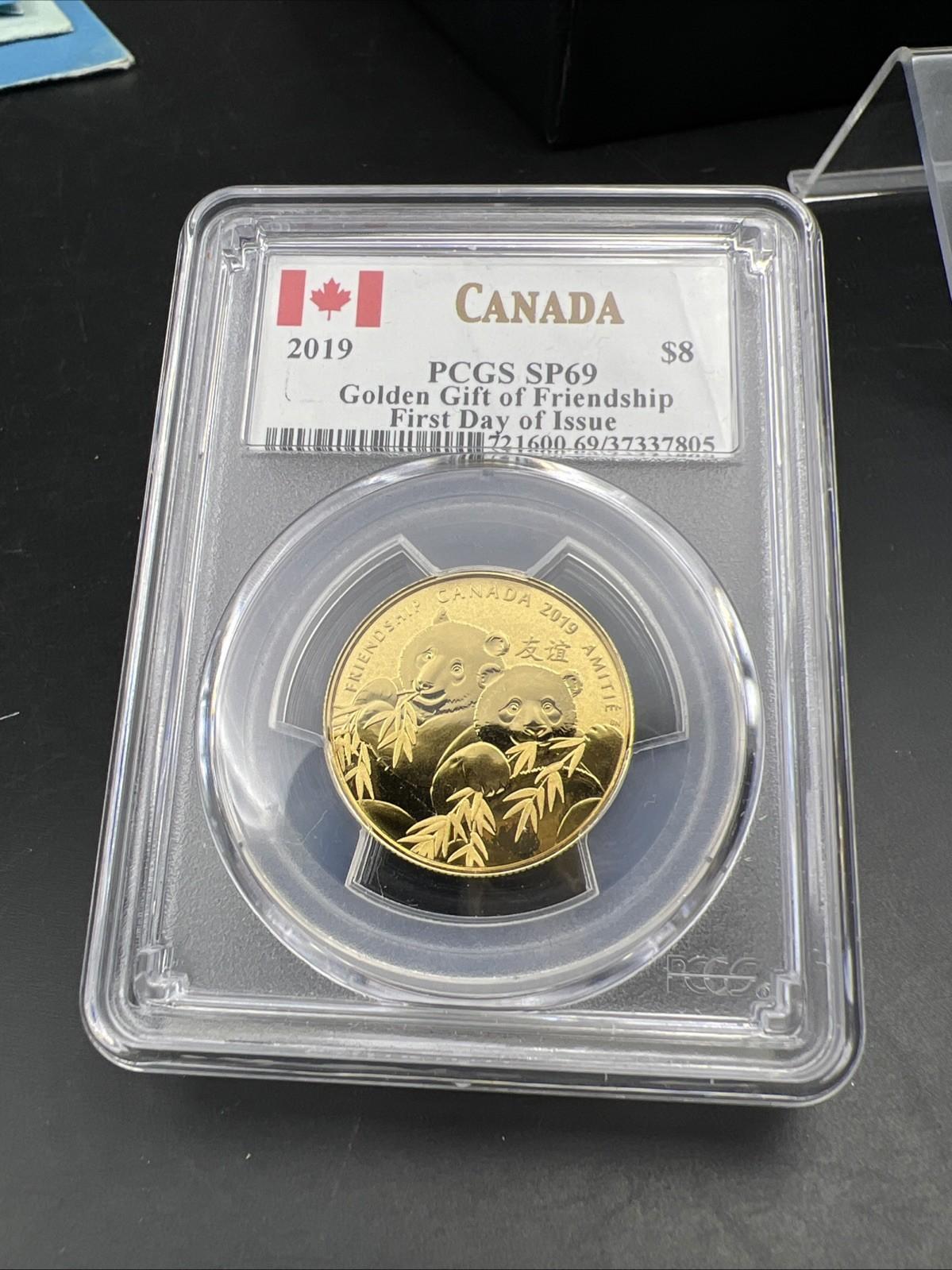 2019 Canada $8 Golden Gift of Friendship Fine Silver Panda Coin PCGS SP69 FDOI