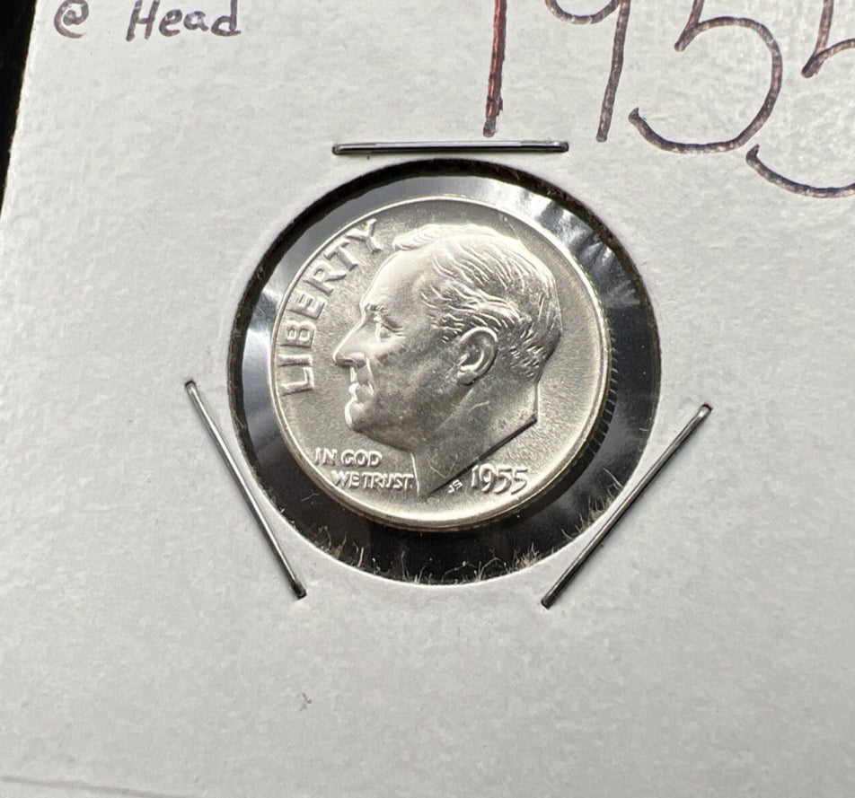 Runny Nose Die Crack 1955 P 10c Roosevelt Silver Dime Coin Gem BU