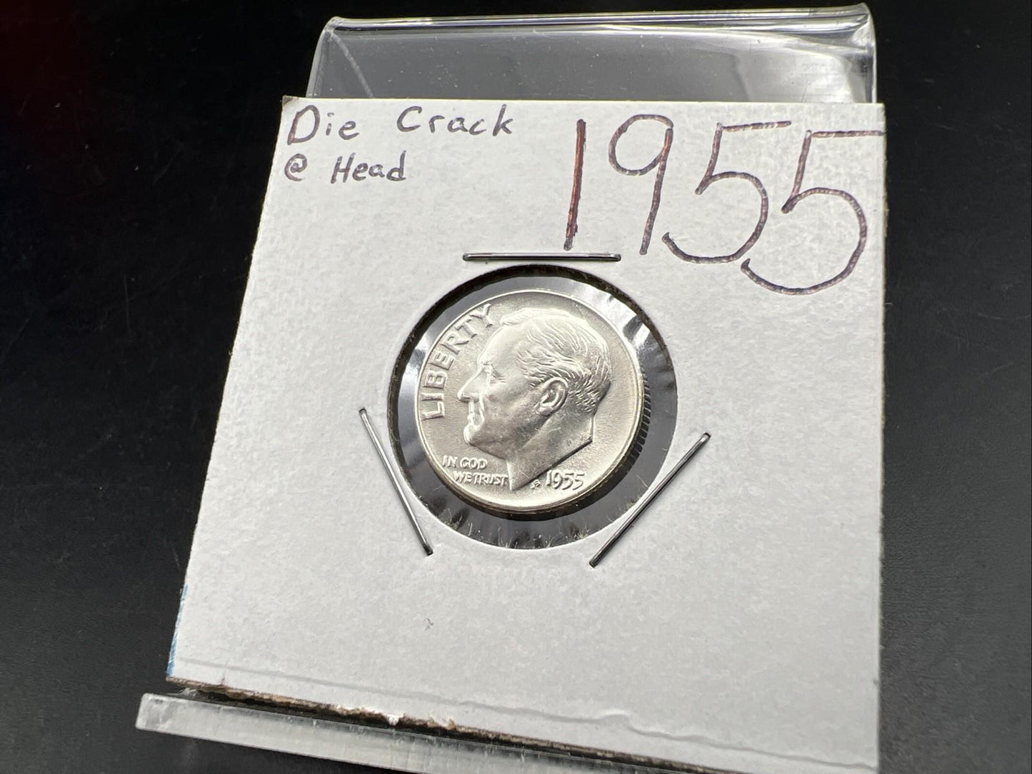 Runny Nose Die Crack 1955 P 10c Roosevelt Silver Dime Coin Gem BU