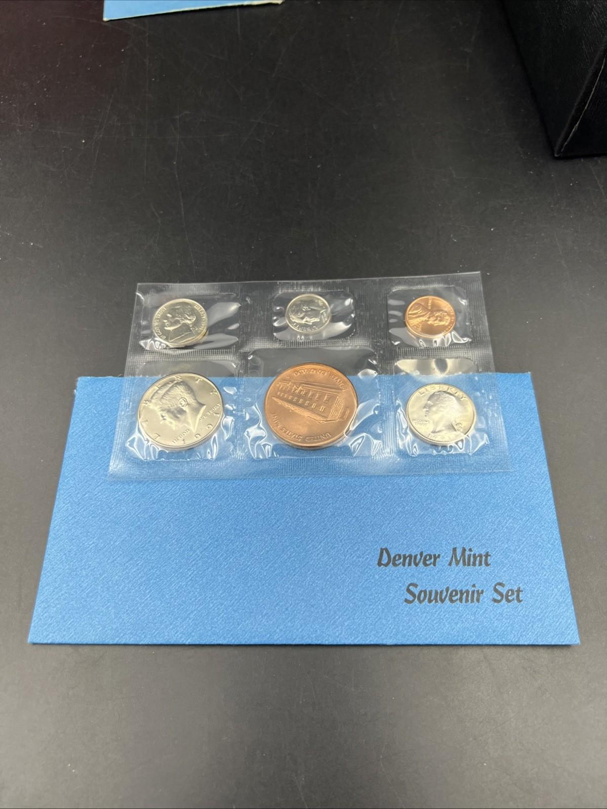 1991 D Denver Mint Souvenir Set Uncirculated Coins and Medal w/ Used Envelope
