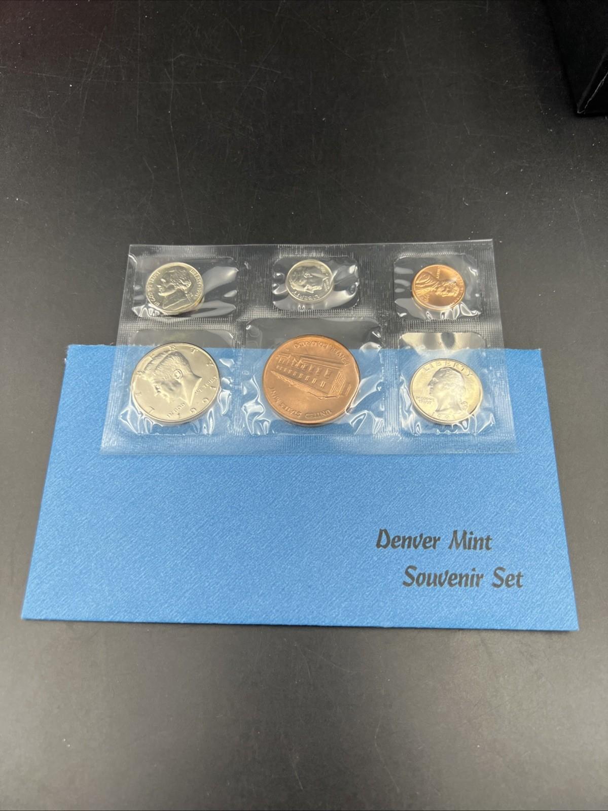 1991 D Denver Mint Souvenir Set Uncirculated Coins and Medal w/ Used Envelope