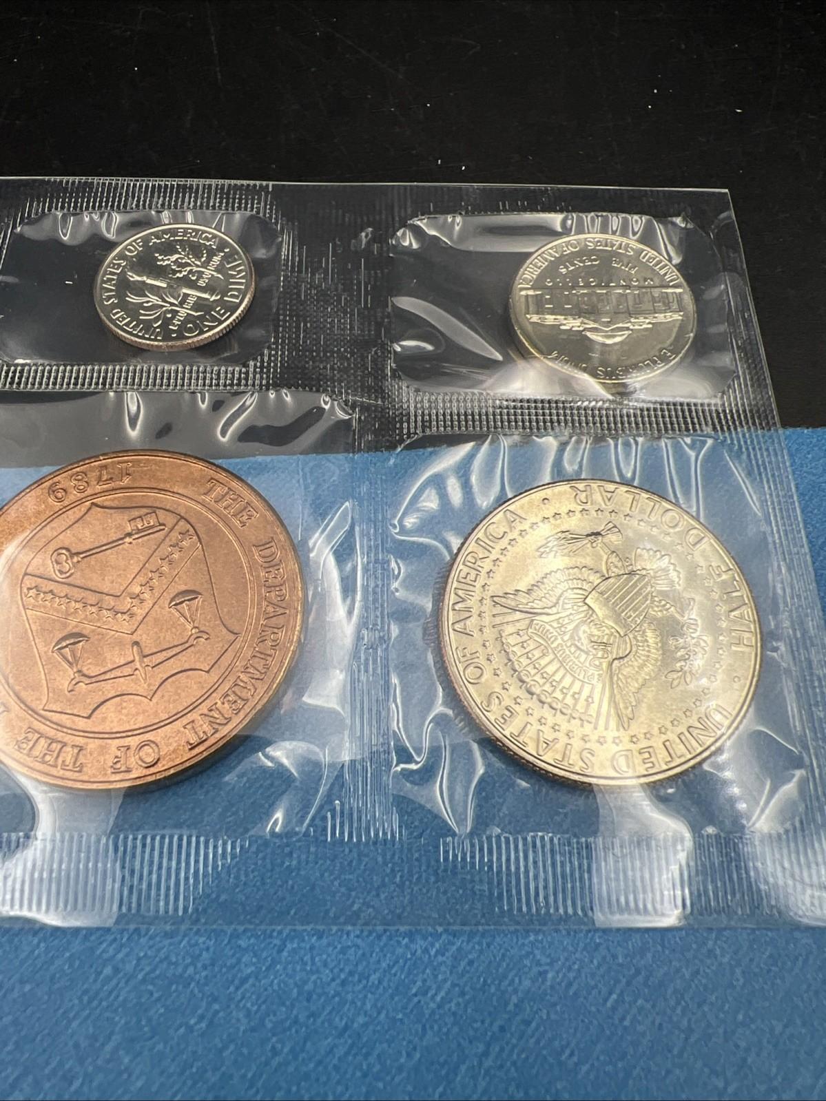 1991 D Denver Mint Souvenir Set Uncirculated Coins and Medal w/ Used Envelope