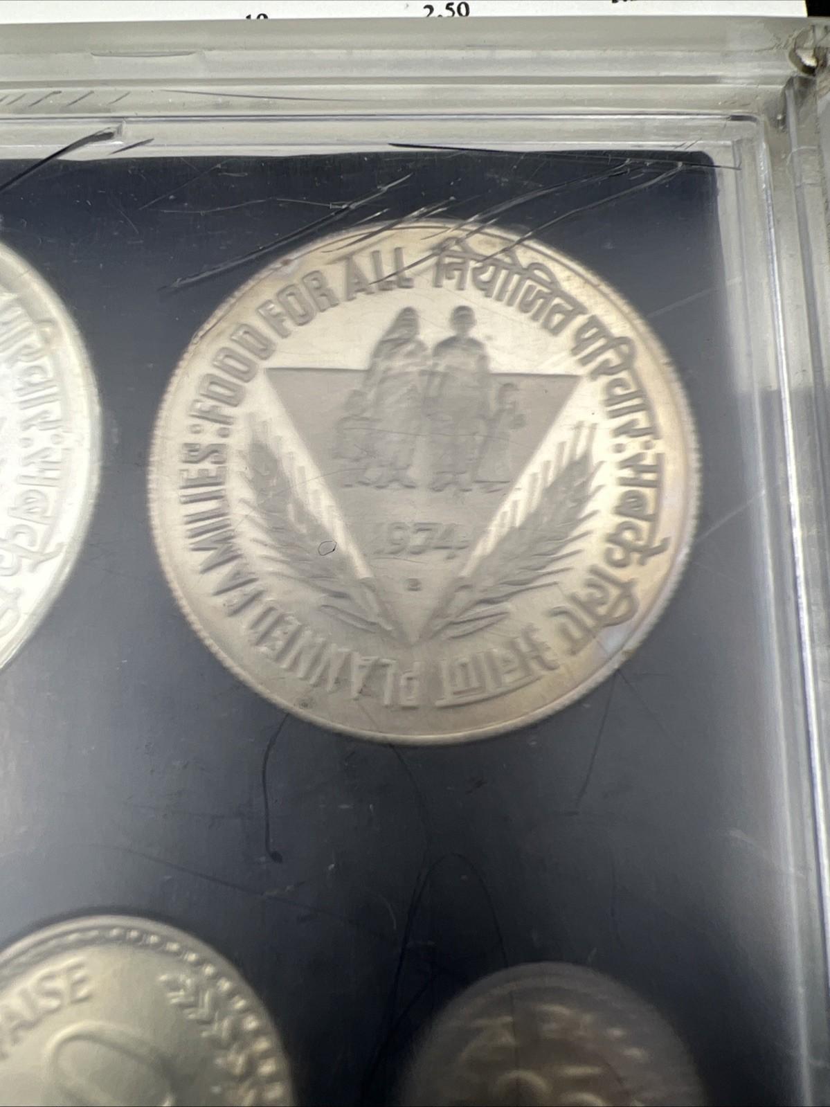 1974 India Proof Set Used Packaging Box & COA