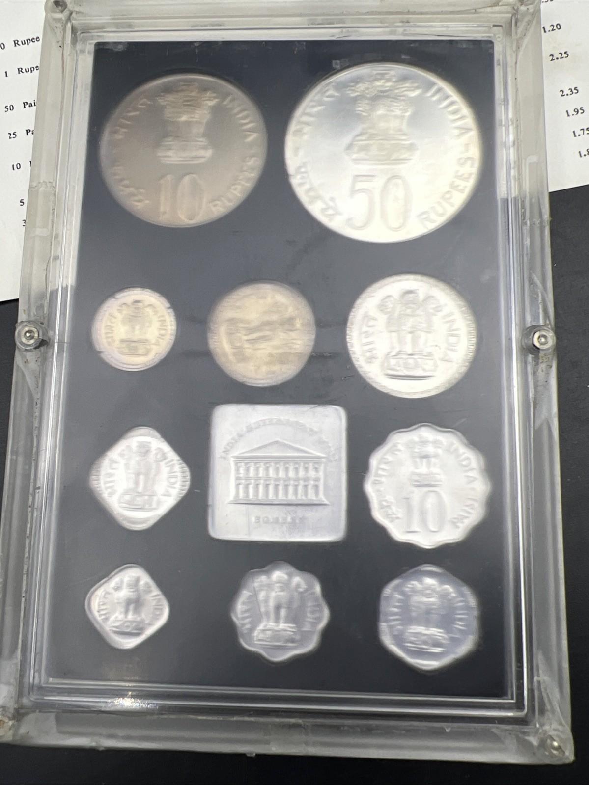 1974 India Proof Set Used Packaging Box & COA