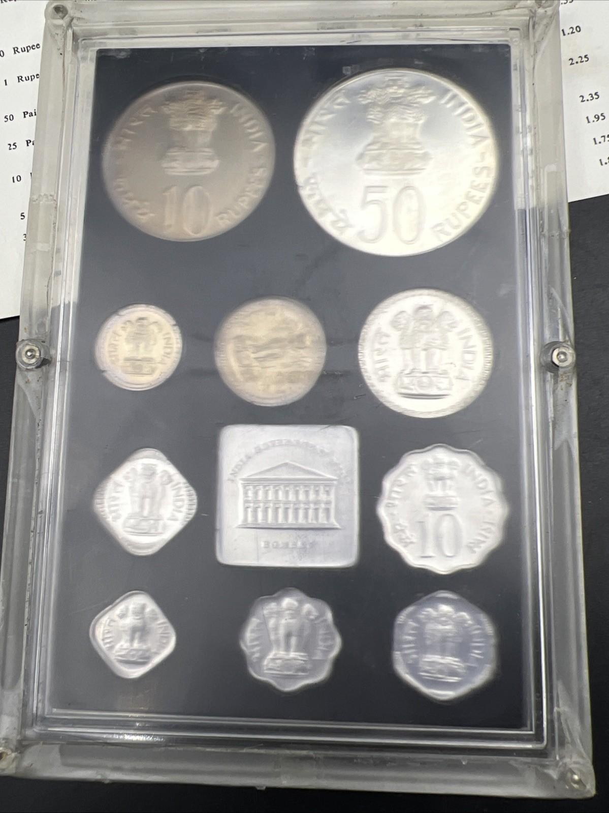 1974 India Proof Set Used Packaging Box & COA
