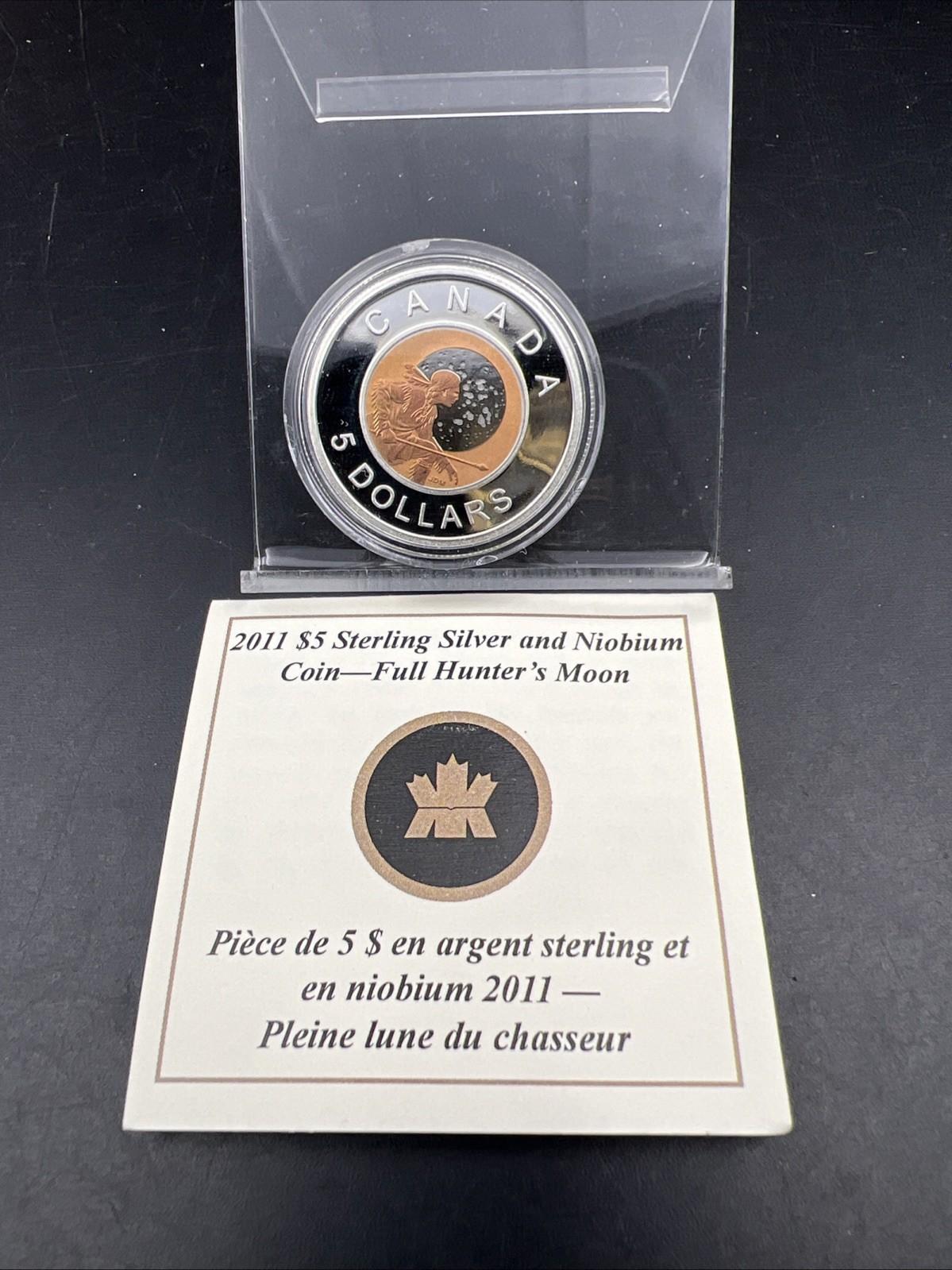 2011 Canada $5 Hunter's Moon Bimetallic Sterling Silver & Niobium Center coin