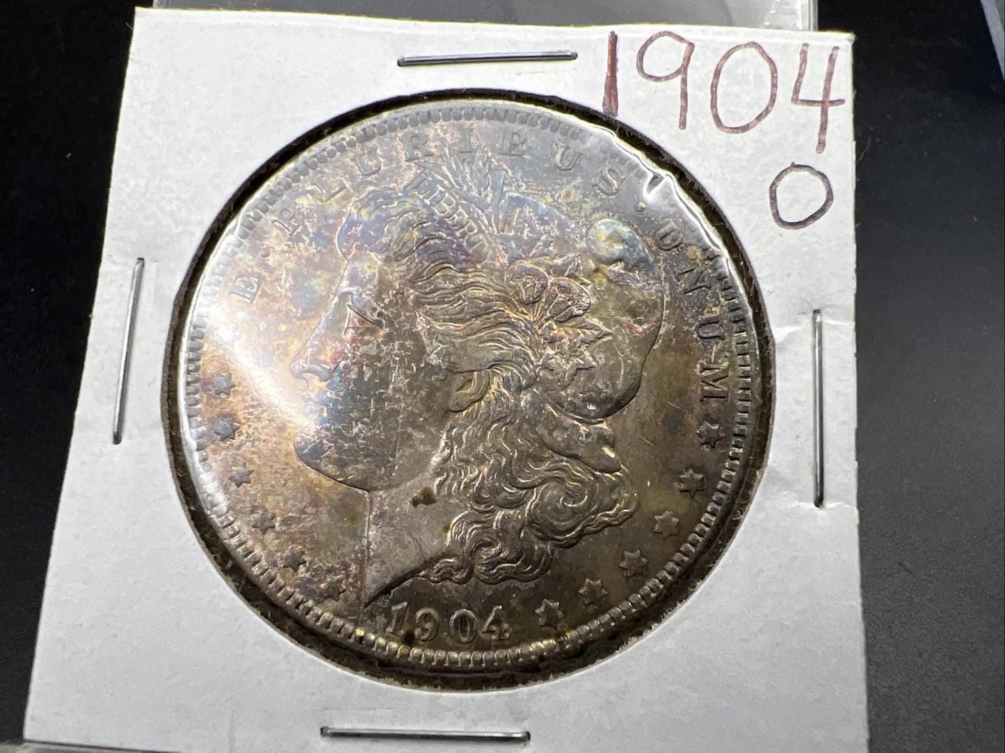 1904 O $1 Morgan Silver Dollar Coin CH XF / AU Neat Dark Toning Toner