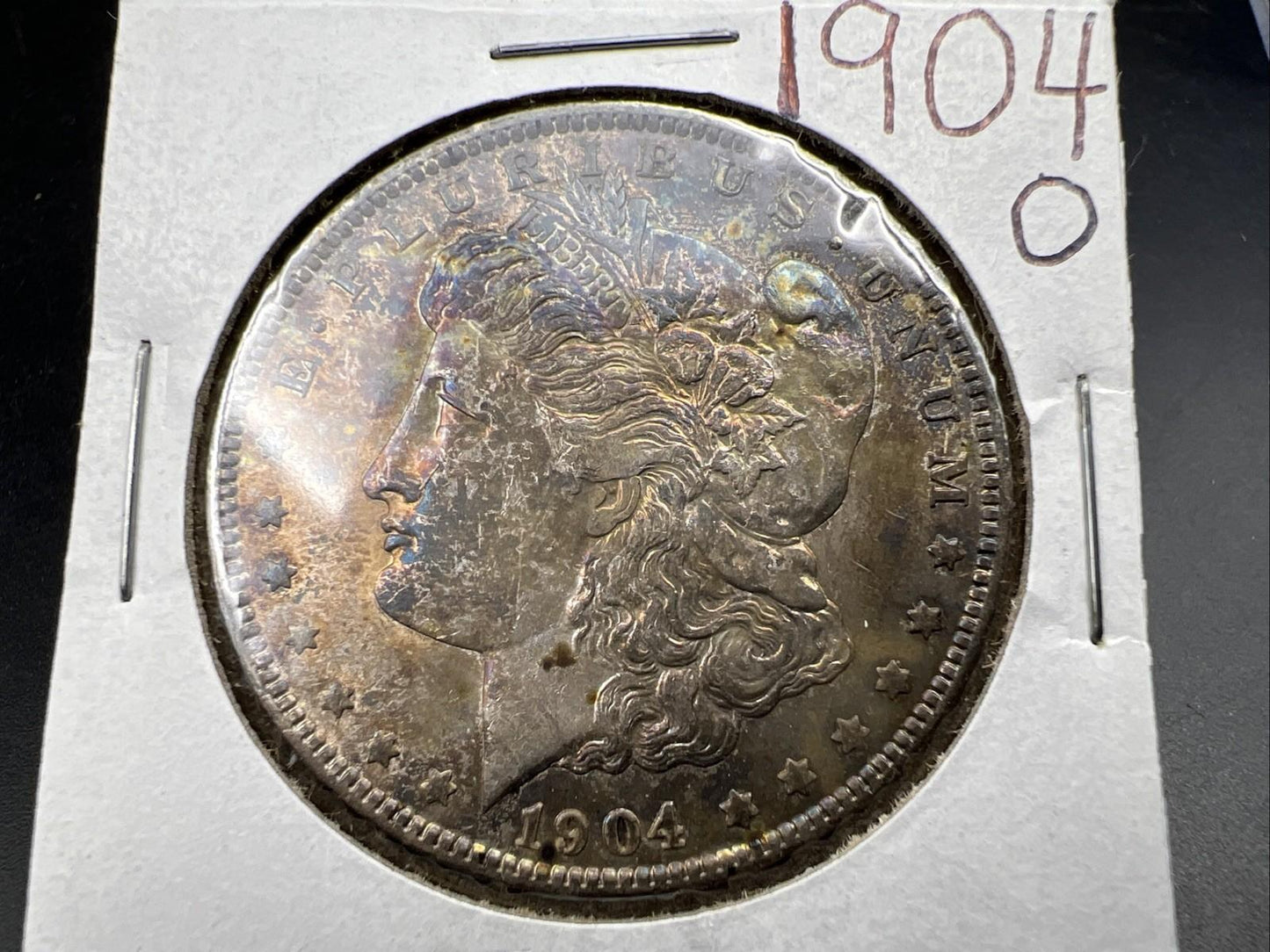 1904 O $1 Morgan Silver Dollar Coin CH XF / AU Neat Dark Toning Toner