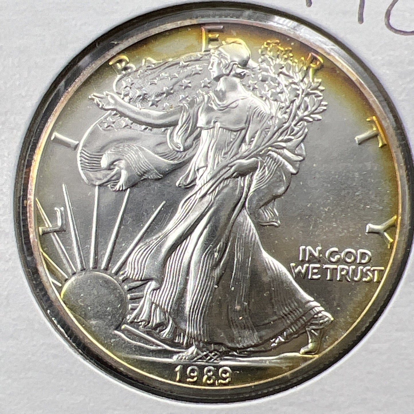 1989 1 Oz ASE American Silver Eagle Coin Gem BU UNC Nice Toning SKU#A