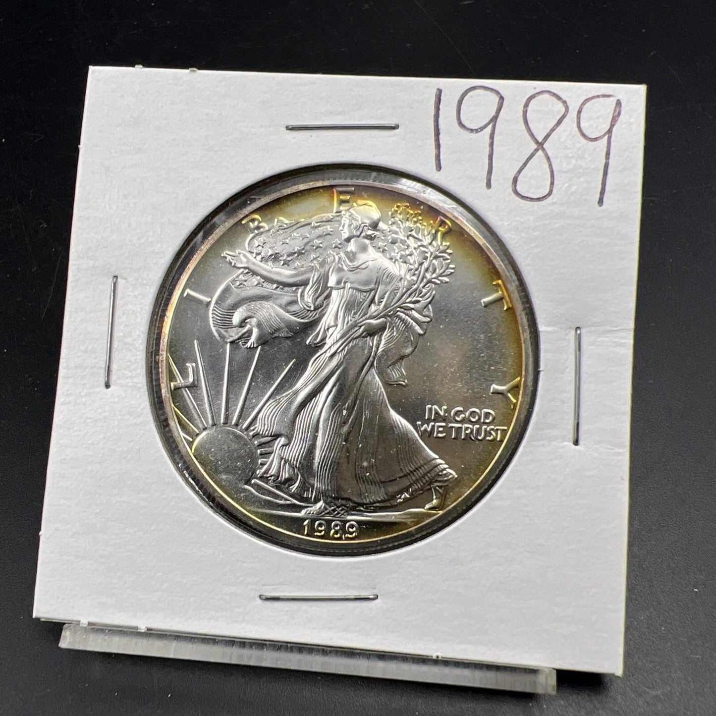 1989 1 Oz ASE American Silver Eagle Coin Gem BU UNC Nice Toning SKU#A
