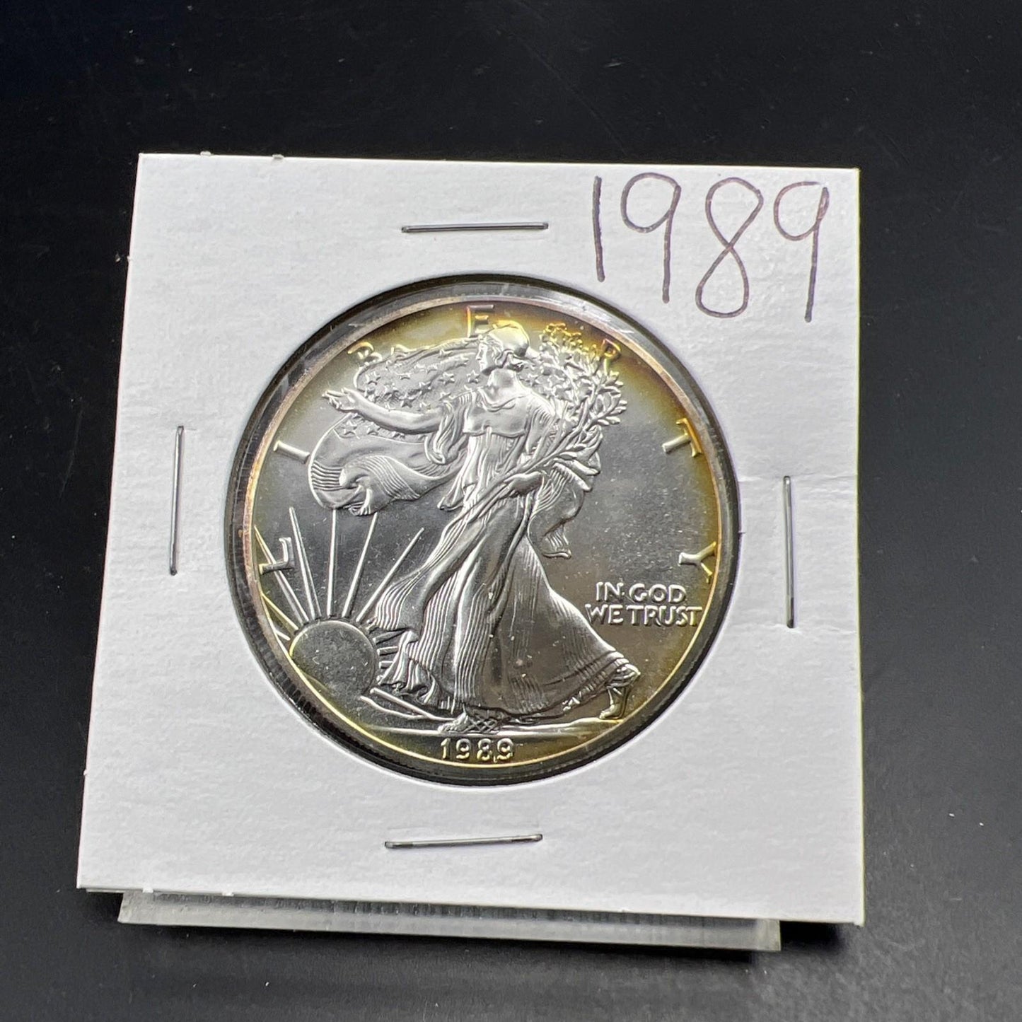1989 1 Oz ASE American Silver Eagle Coin Gem BU UNC Nice Toning SKU#A