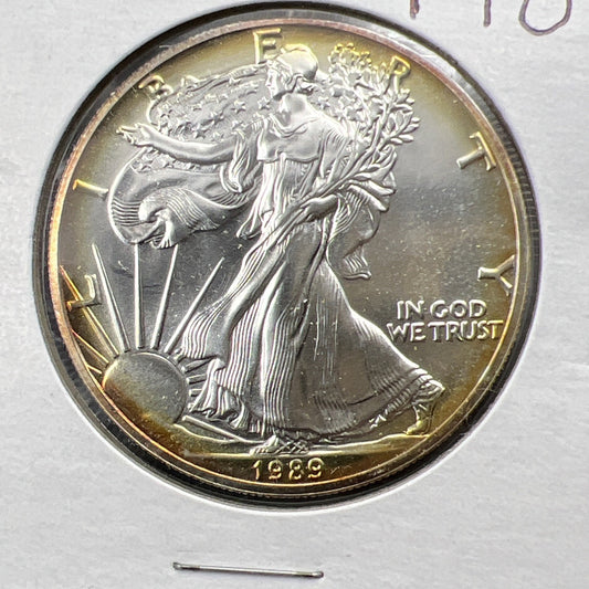 1989 1 Oz ASE American Silver Eagle Coin Gem BU UNC Nice Toning SKU#C
