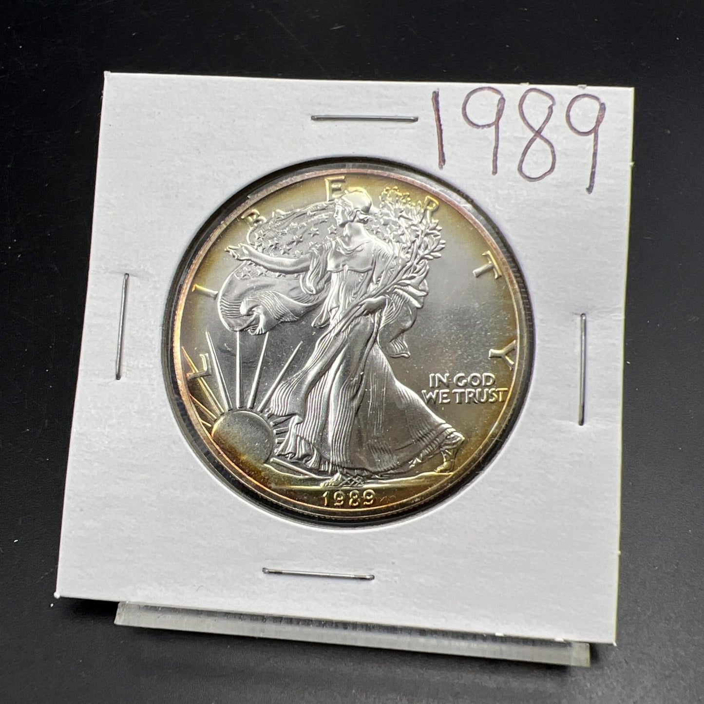 1989 1 Oz ASE American Silver Eagle Coin Gem BU UNC Nice Toning SKU#C