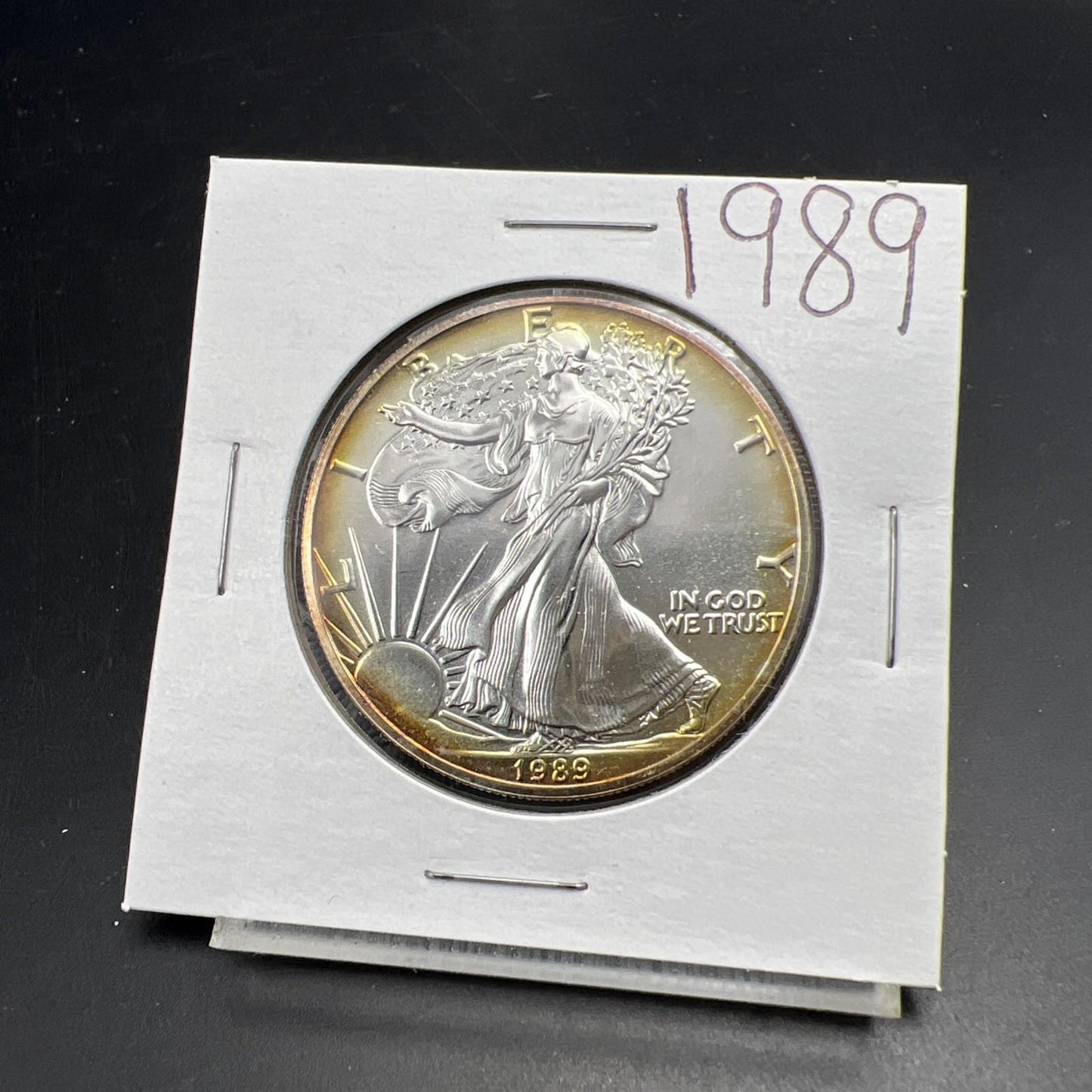 1989 1 Oz ASE American Silver Eagle Coin Gem BU UNC Nice Toning SKU#C