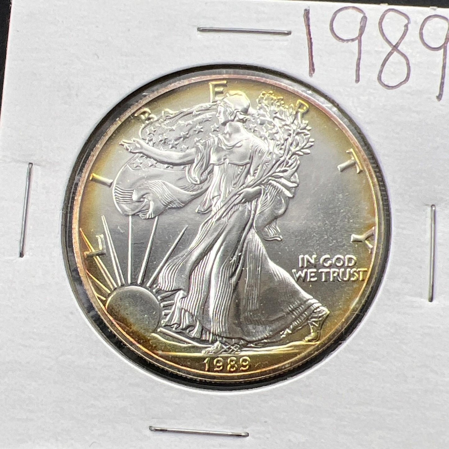 1989 1 Oz ASE American Silver Eagle Coin Gem BU UNC Nice Toning SKU#C