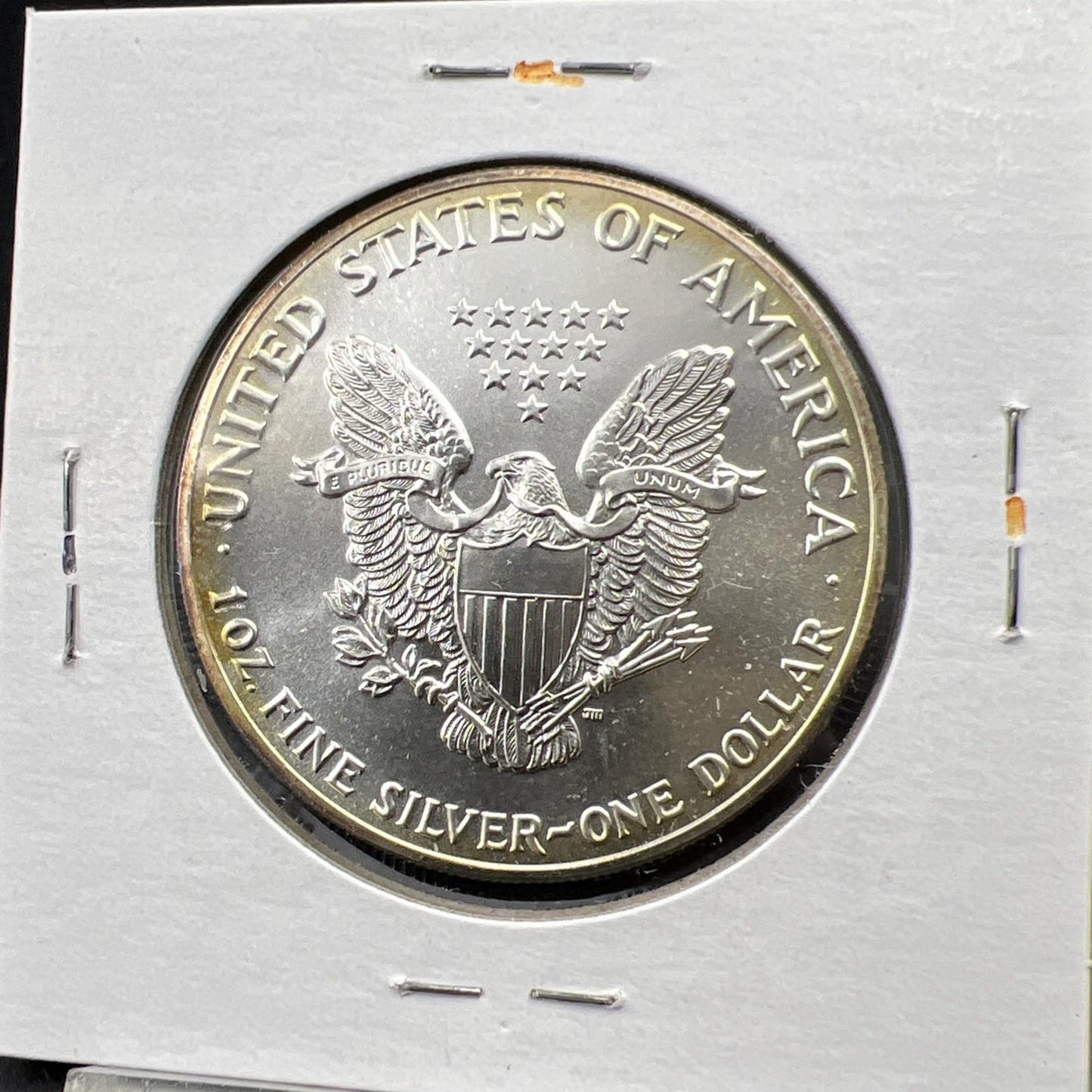 1989 1 Oz ASE American Silver Eagle Coin Gem BU UNC Nice Amber Halo Toning SK#E