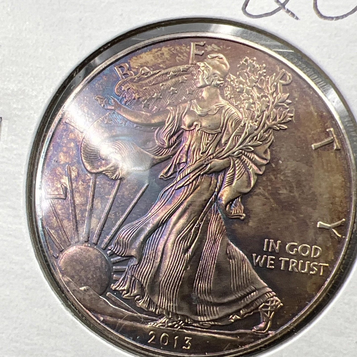 2013 1 Oz ASE American Silver Eagle Coin Gem BU UNC Neat Toning Sk#A