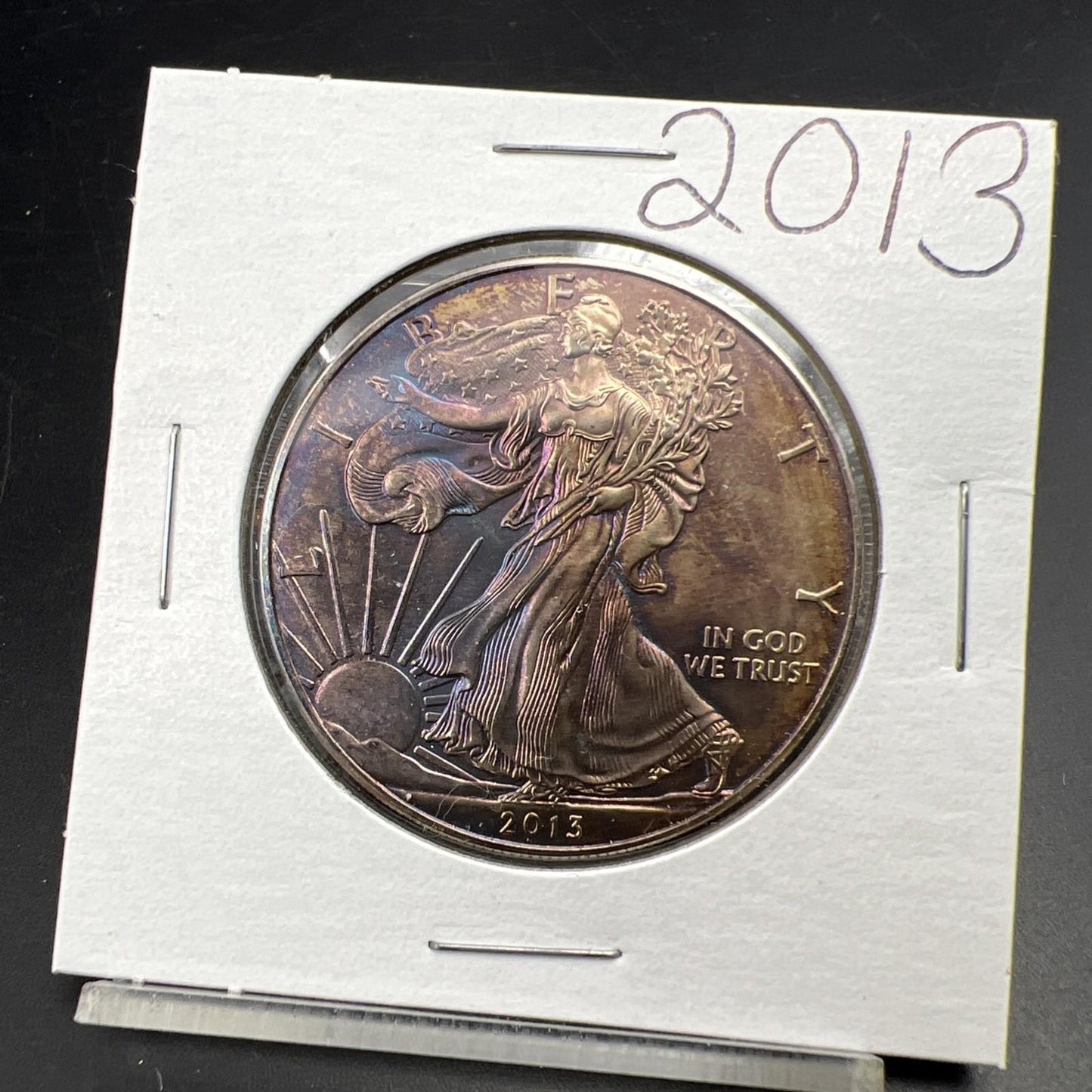 2013 1 Oz ASE American Silver Eagle Coin Gem BU UNC Neat Toning Sk#A