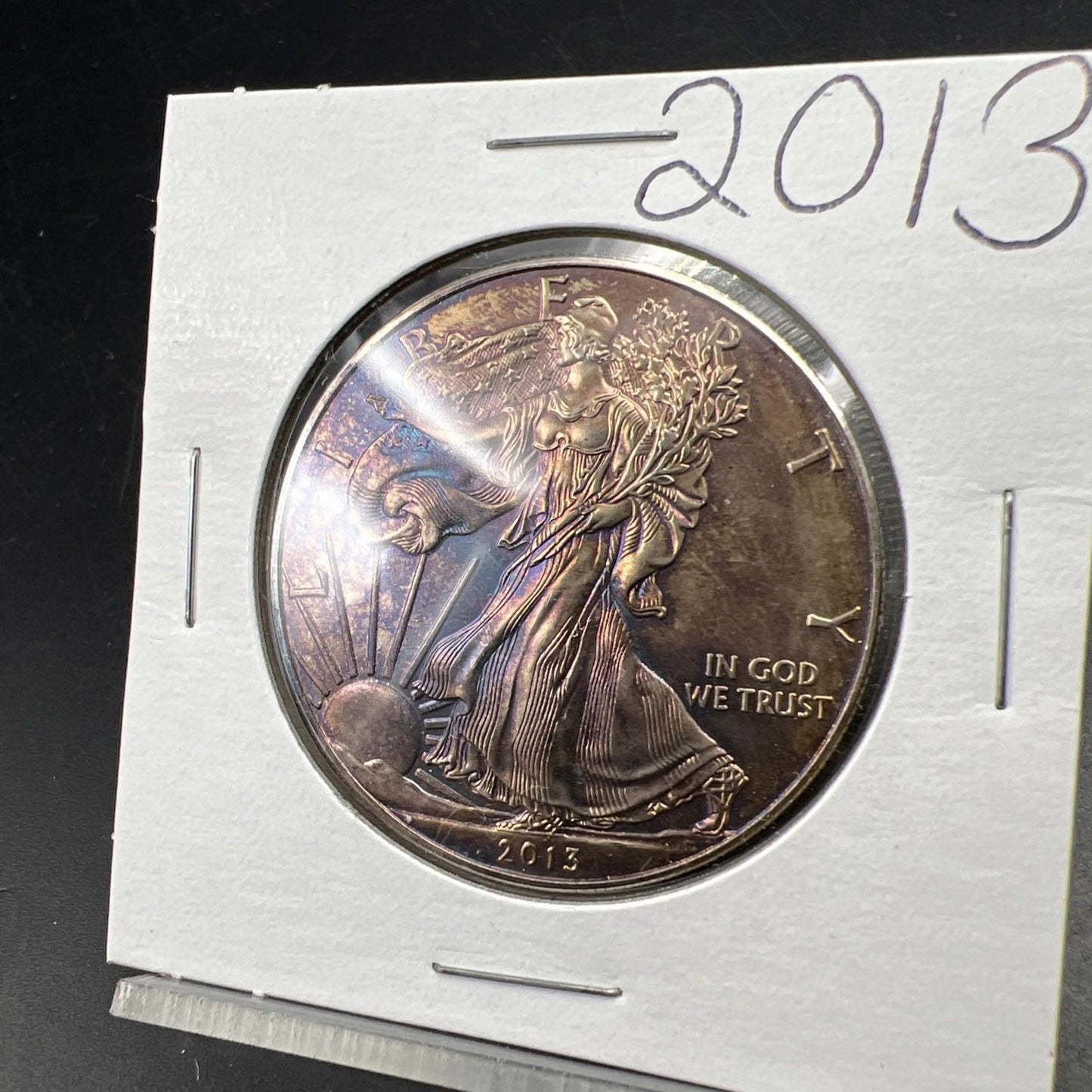 2013 1 Oz ASE American Silver Eagle Coin Gem BU UNC Neat Toning Sk#A