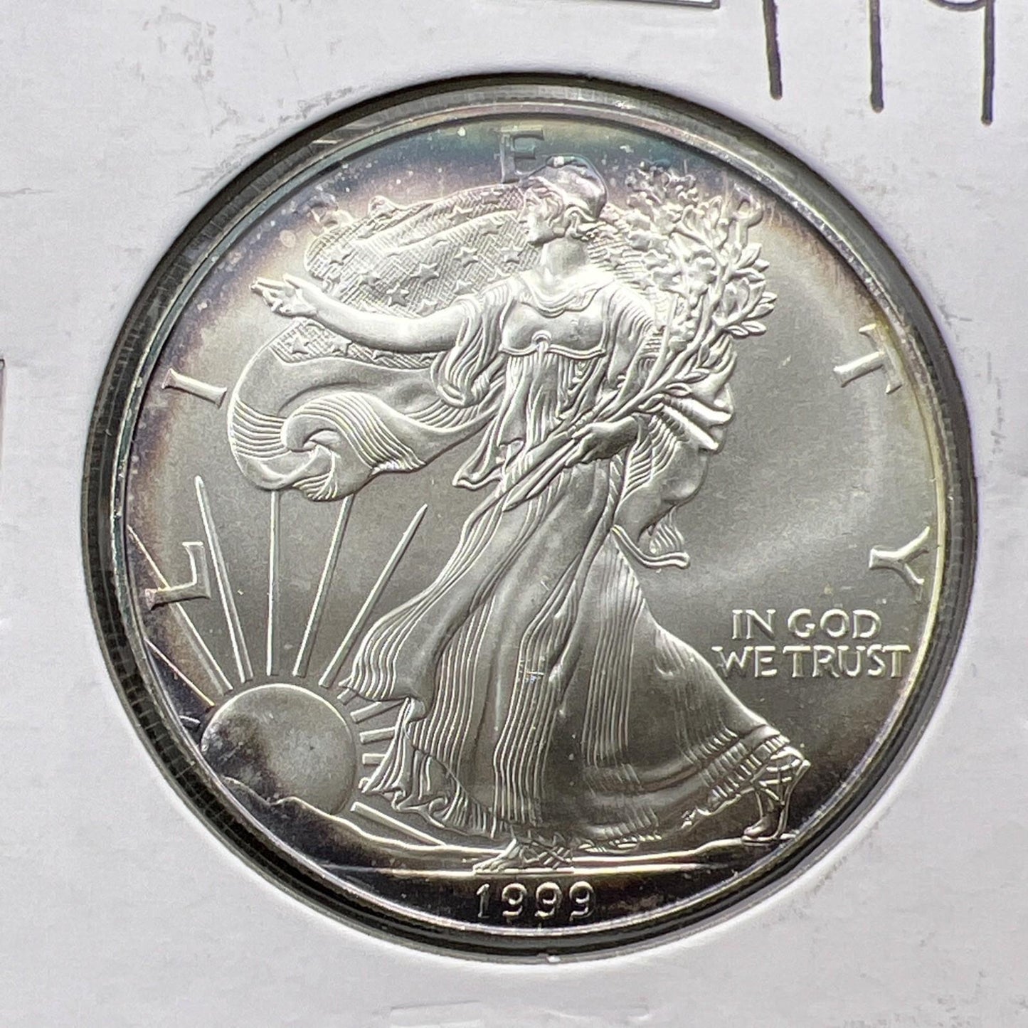 1999 1 Oz ASE American Silver Eagle Coin Gem BU UNC Neat Toning Toner