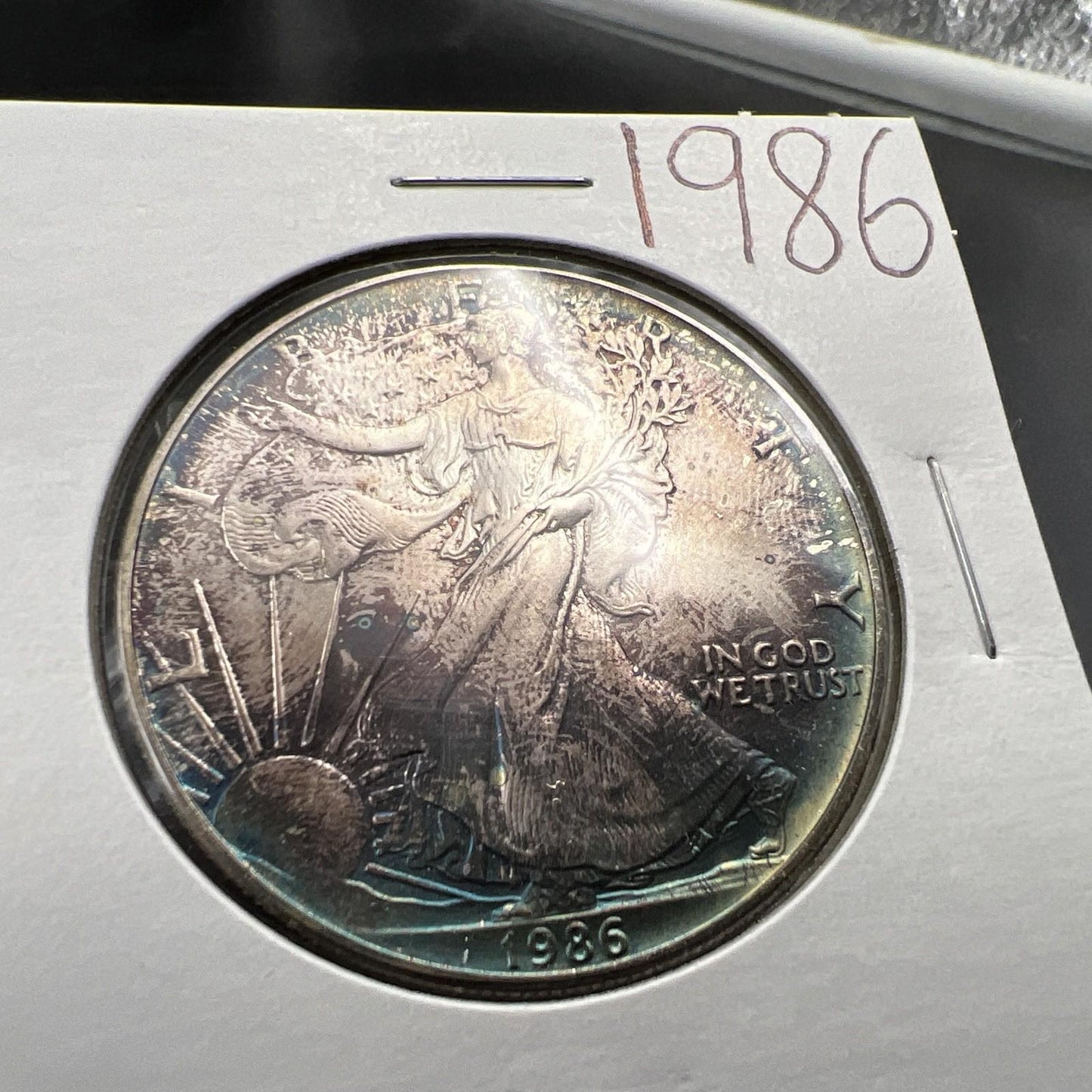 1986 1 Oz ASE American Silver Eagle Coin Gem BU UNC Neat Toning SK#A