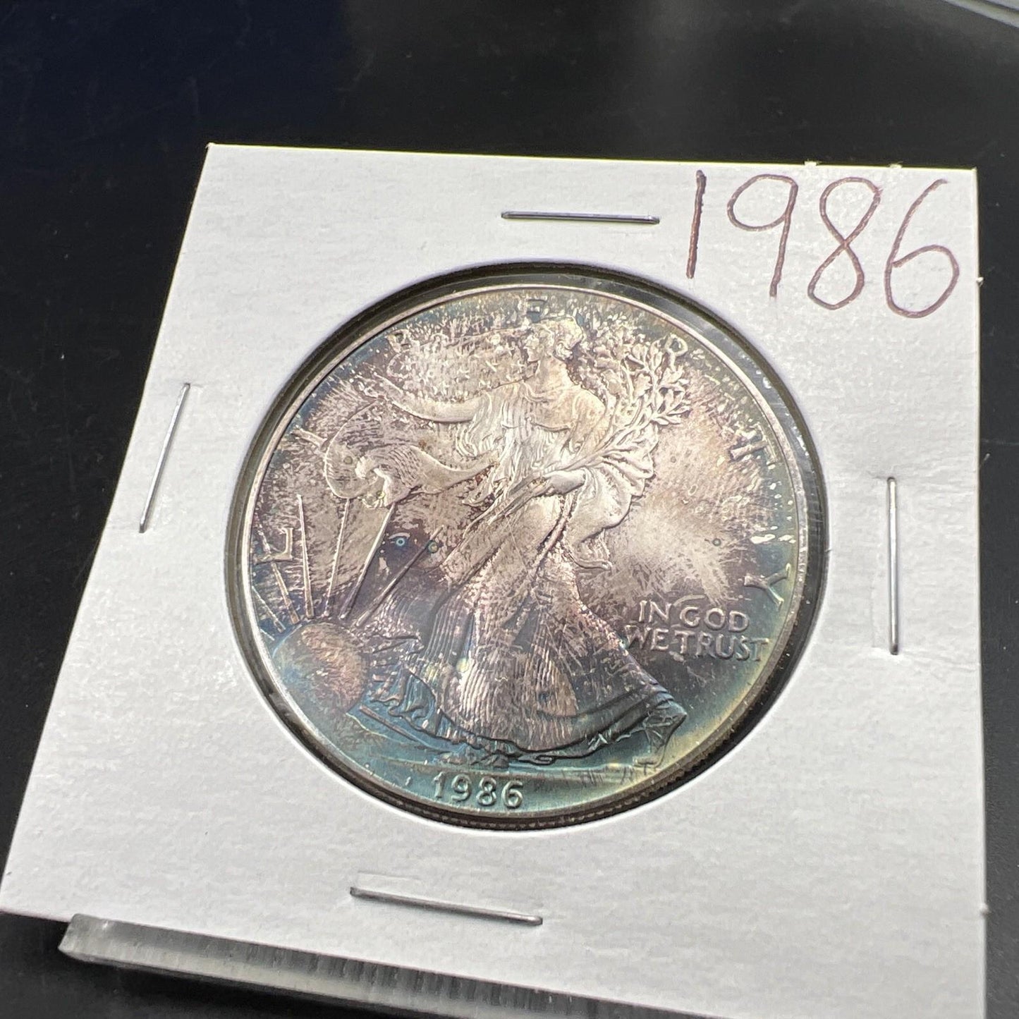 1986 1 Oz ASE American Silver Eagle Coin Gem BU UNC Neat Toning SK#A