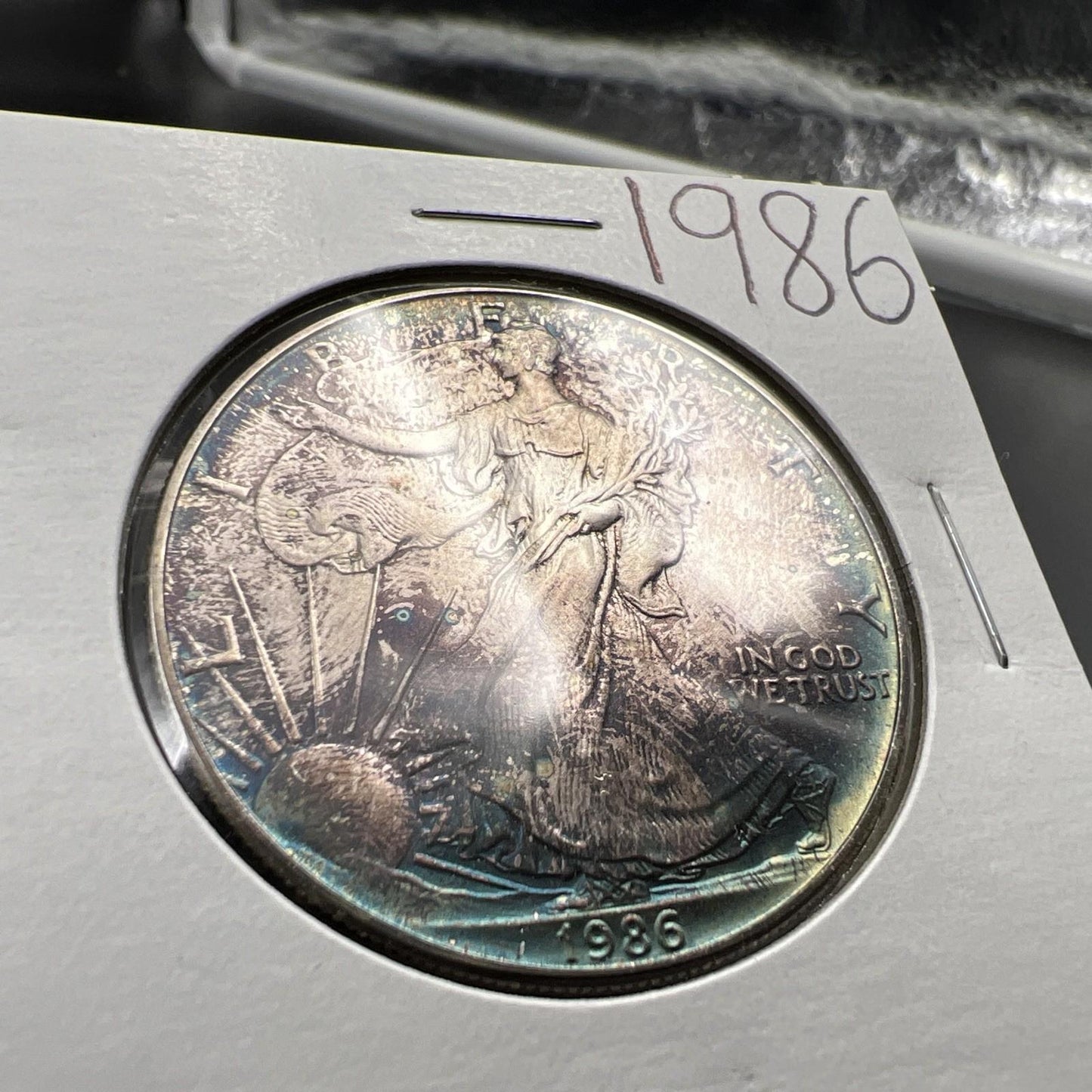 1986 1 Oz ASE American Silver Eagle Coin Gem BU UNC Neat Toning SK#A