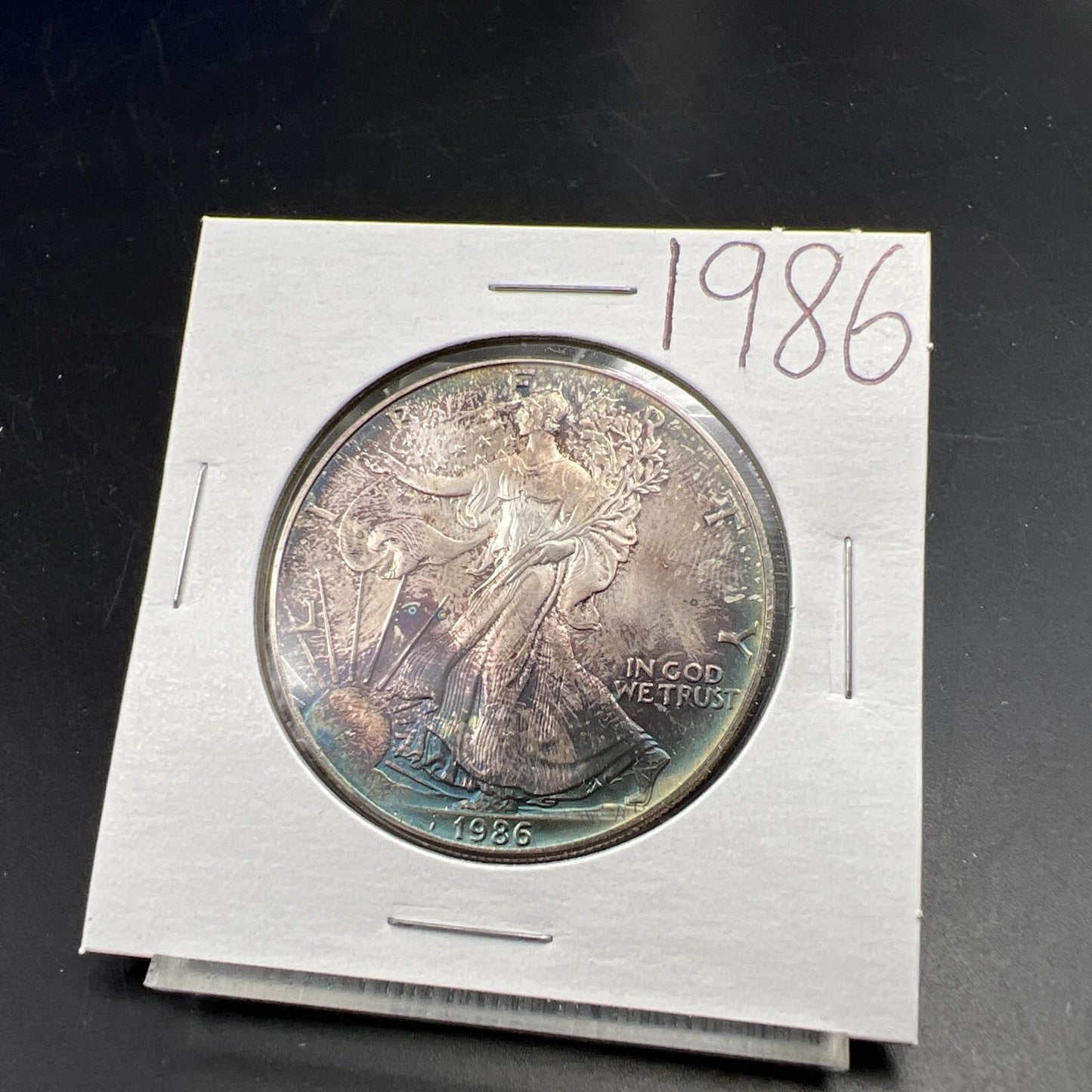 1986 1 Oz ASE American Silver Eagle Coin Gem BU UNC Neat Toning SK#A