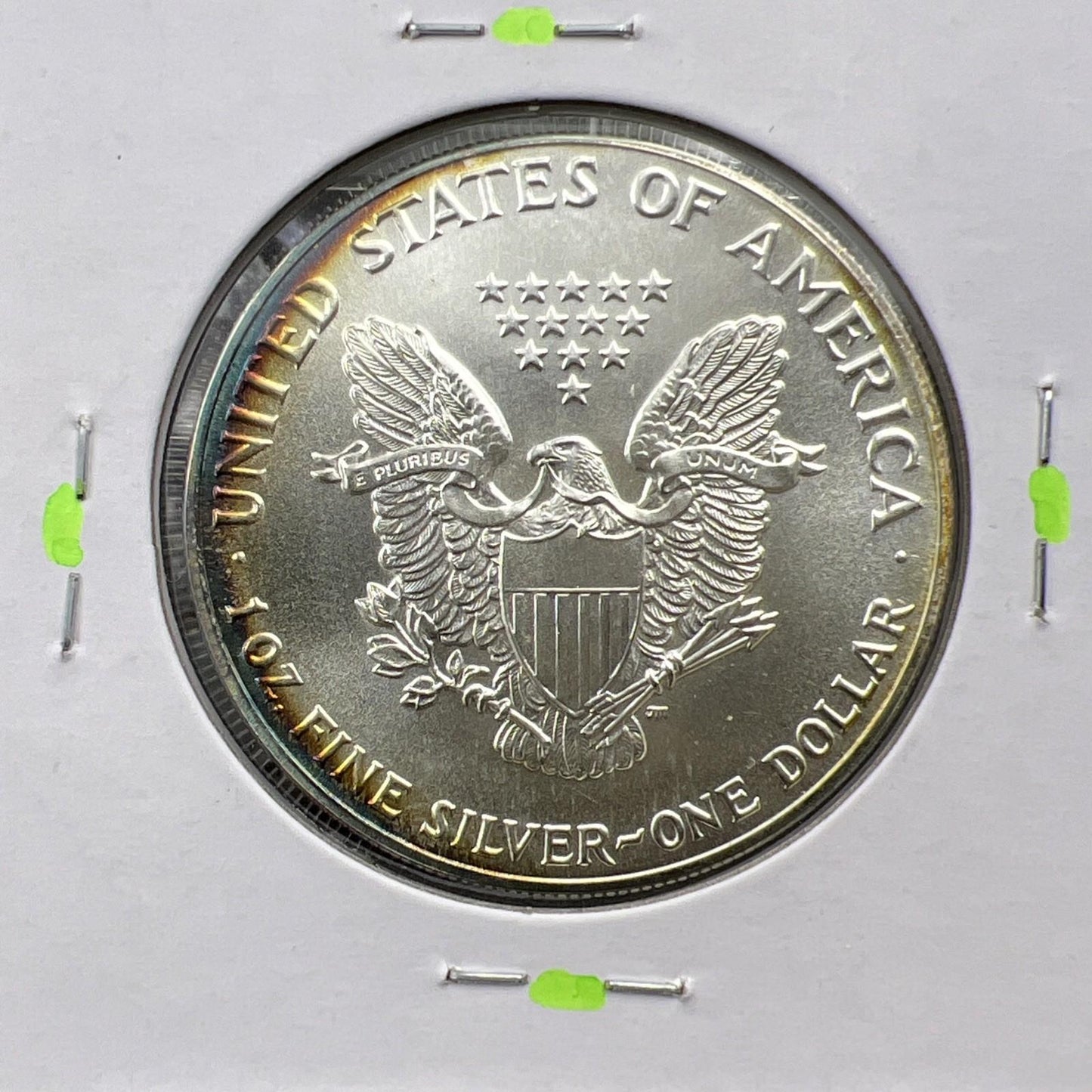 1986 1 Oz ASE American Silver Eagle Coin Gem BU UNC PQ Halo Toning Obverse