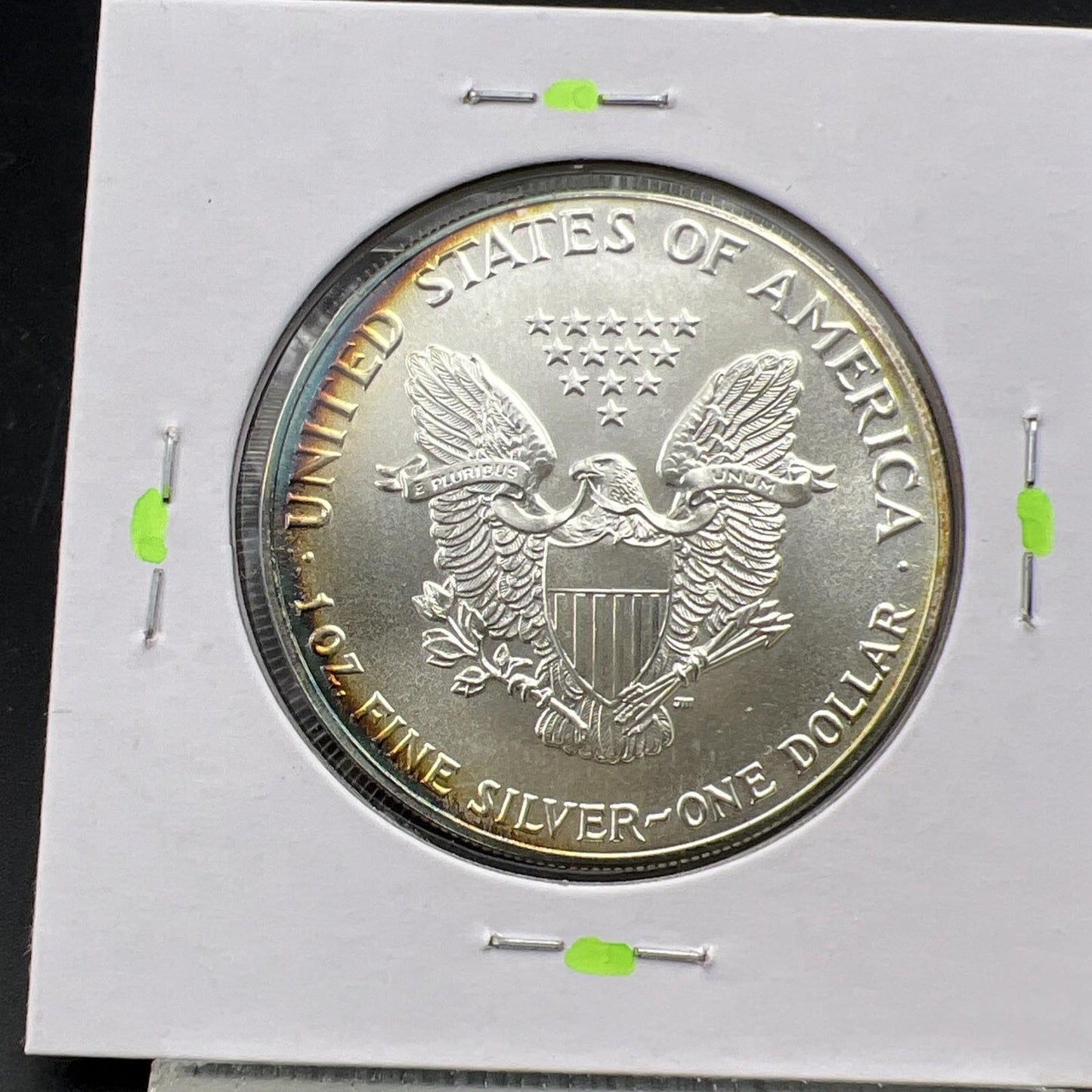 1986 1 Oz ASE American Silver Eagle Coin Gem BU UNC PQ Halo Toning Obverse