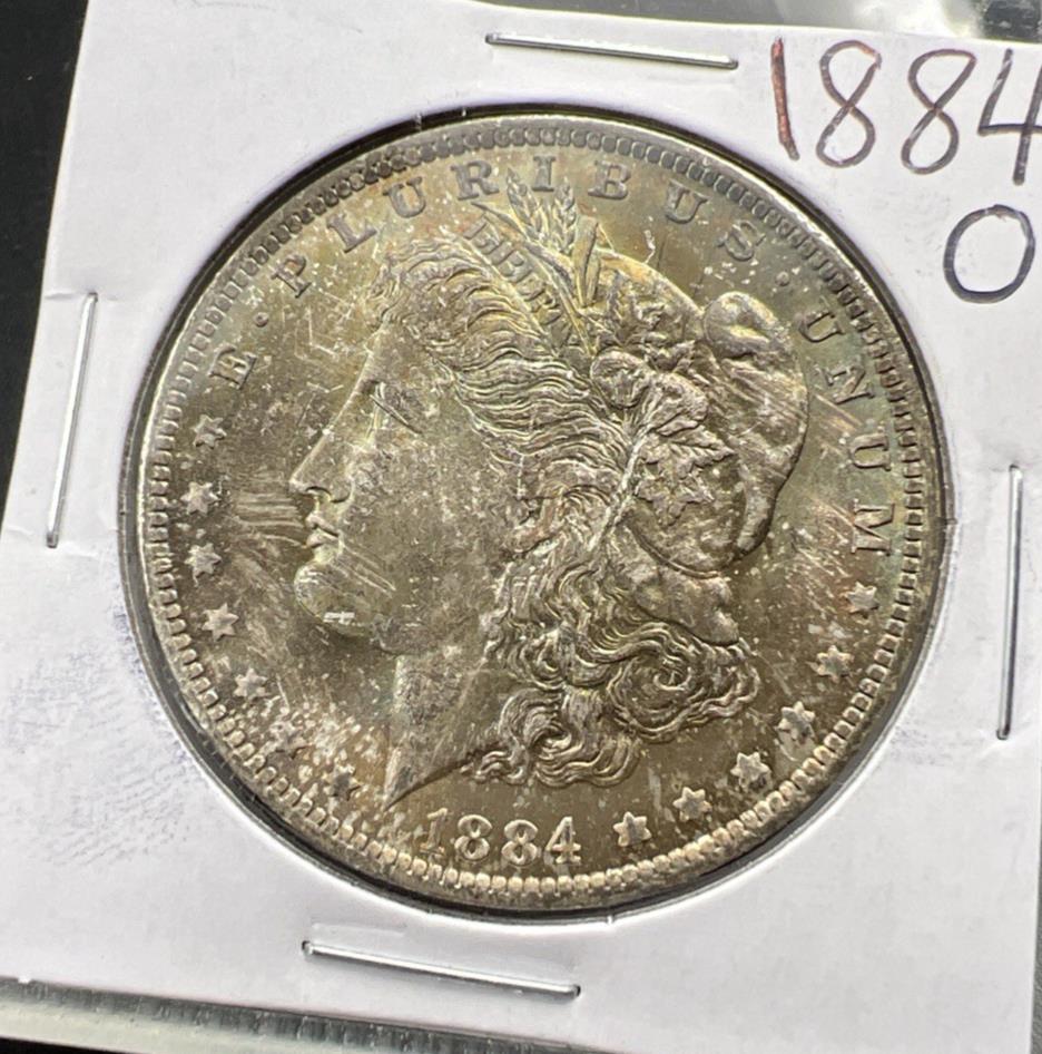 1884 O $1 Morgan Silver Dollar Coin Choice BU UNC PQ Toning Toner SK#A