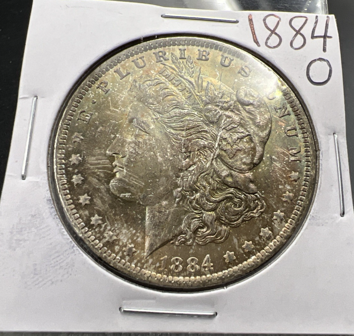 1884 O $1 Morgan Silver Dollar Coin Choice BU UNC PQ Toning Toner SK#A