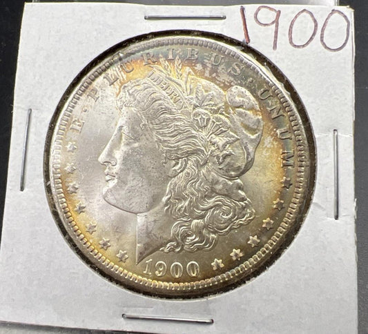 1900 $1 Morgan Silver Dollar Coin Choice BU UNC PQ Toning Toner OBV