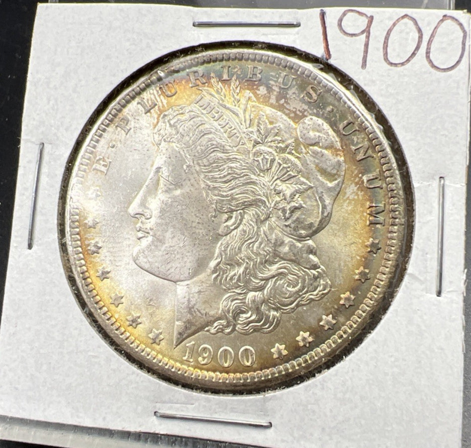 1900 $1 Morgan Silver Dollar Coin Choice BU UNC PQ Toning Toner OBV