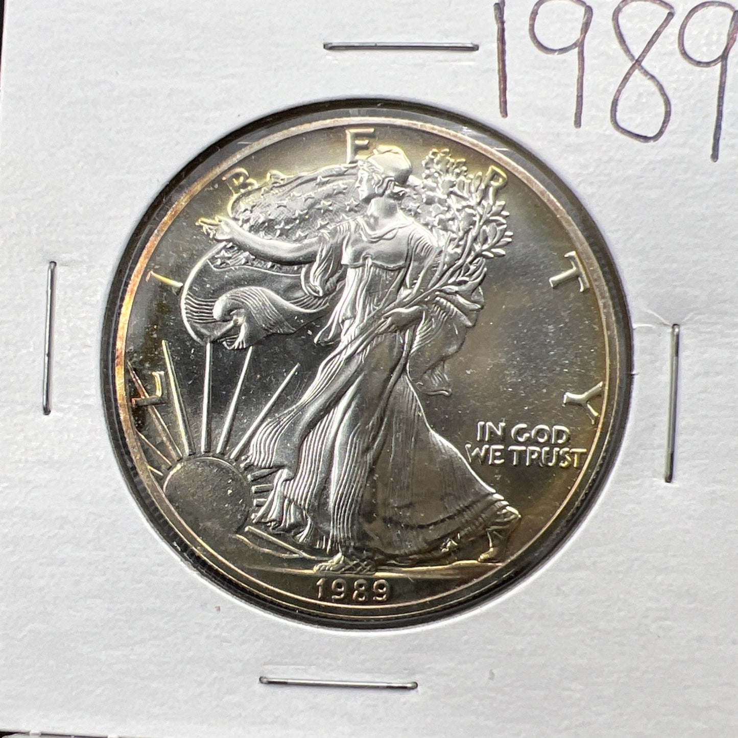 1989 1 Oz ASE American Silver Eagle Coin Gem BU UNC Nice Toning SKU#B