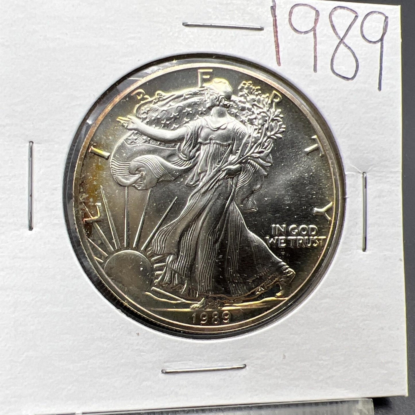 1989 1 Oz ASE American Silver Eagle Coin Gem BU UNC Nice Toning SKU#B