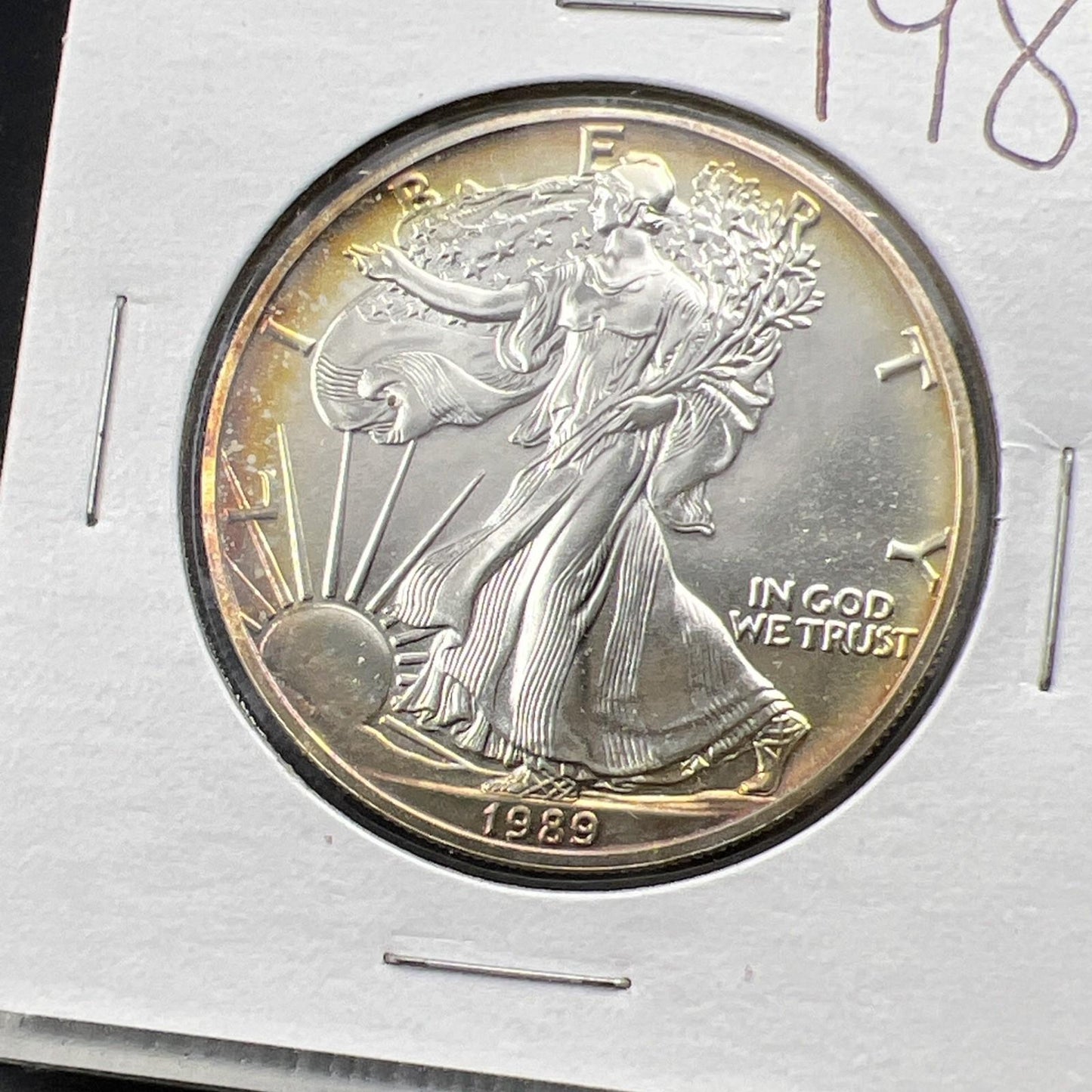 1989 1 Oz ASE American Silver Eagle Coin Gem BU UNC Nice Toning SKU#B