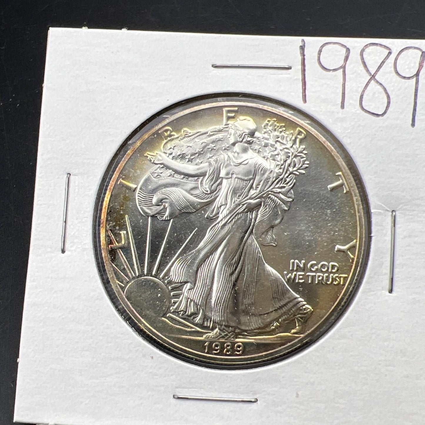 1989 1 Oz ASE American Silver Eagle Coin Gem BU UNC Nice Toning SKU#B